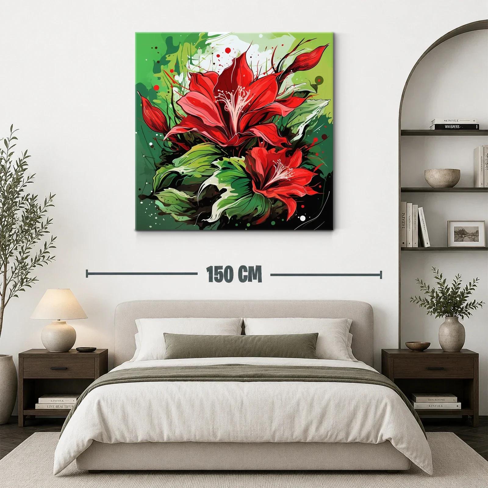 Flor roja vibrante con hojas verdes en contraste — miniatura 3