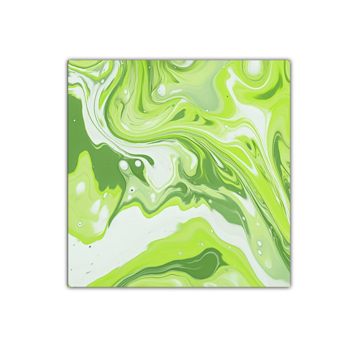 Cuadro decorativo con diseño abstracto en tonos verdes y blancos — miniatura 1