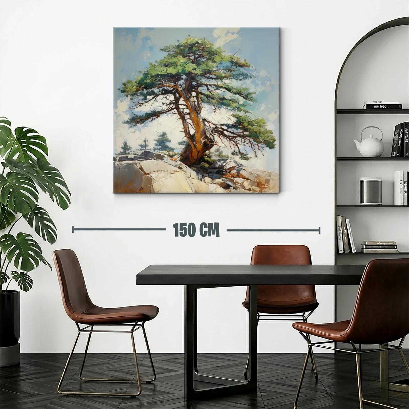 Árbol solitario en paisaje rocoso con cielo azul claro — miniatura 2
