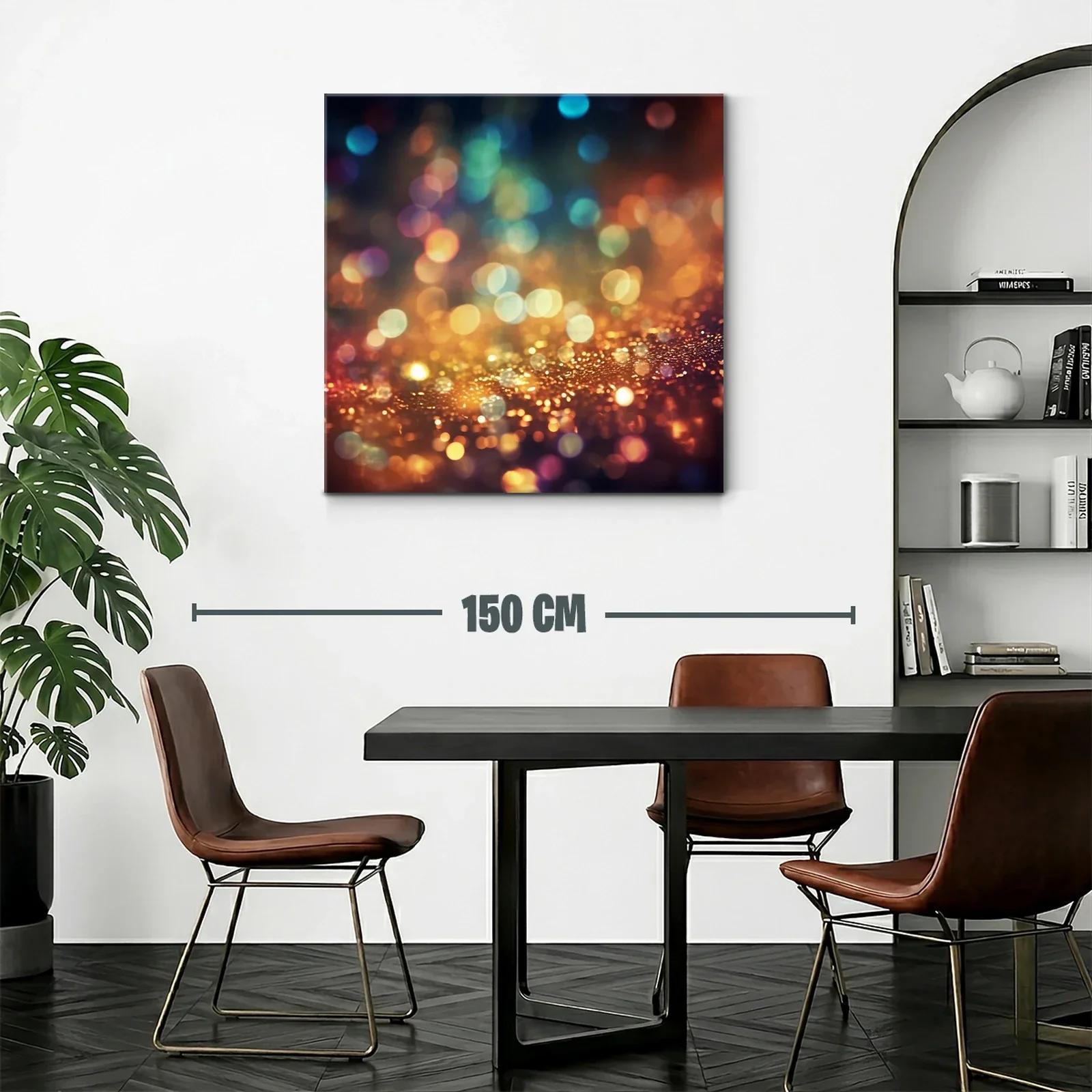 Cuadro abstracto de luces difusas en tonos cálidos y fríos — miniatura 2