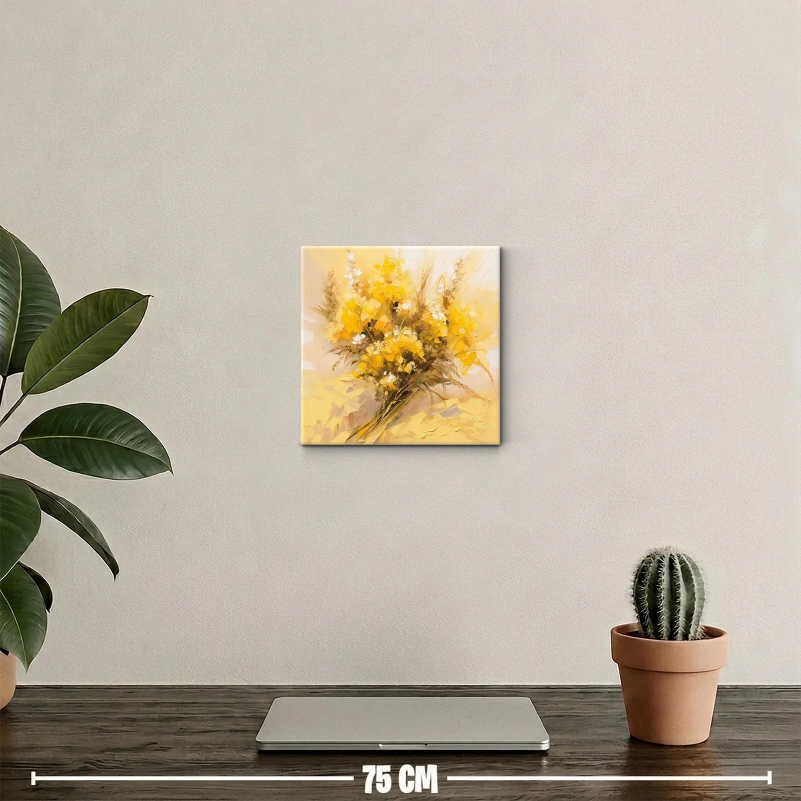 Cuadro decorativo ramo luminoso en tonos amarillos cálidos — miniatura 2