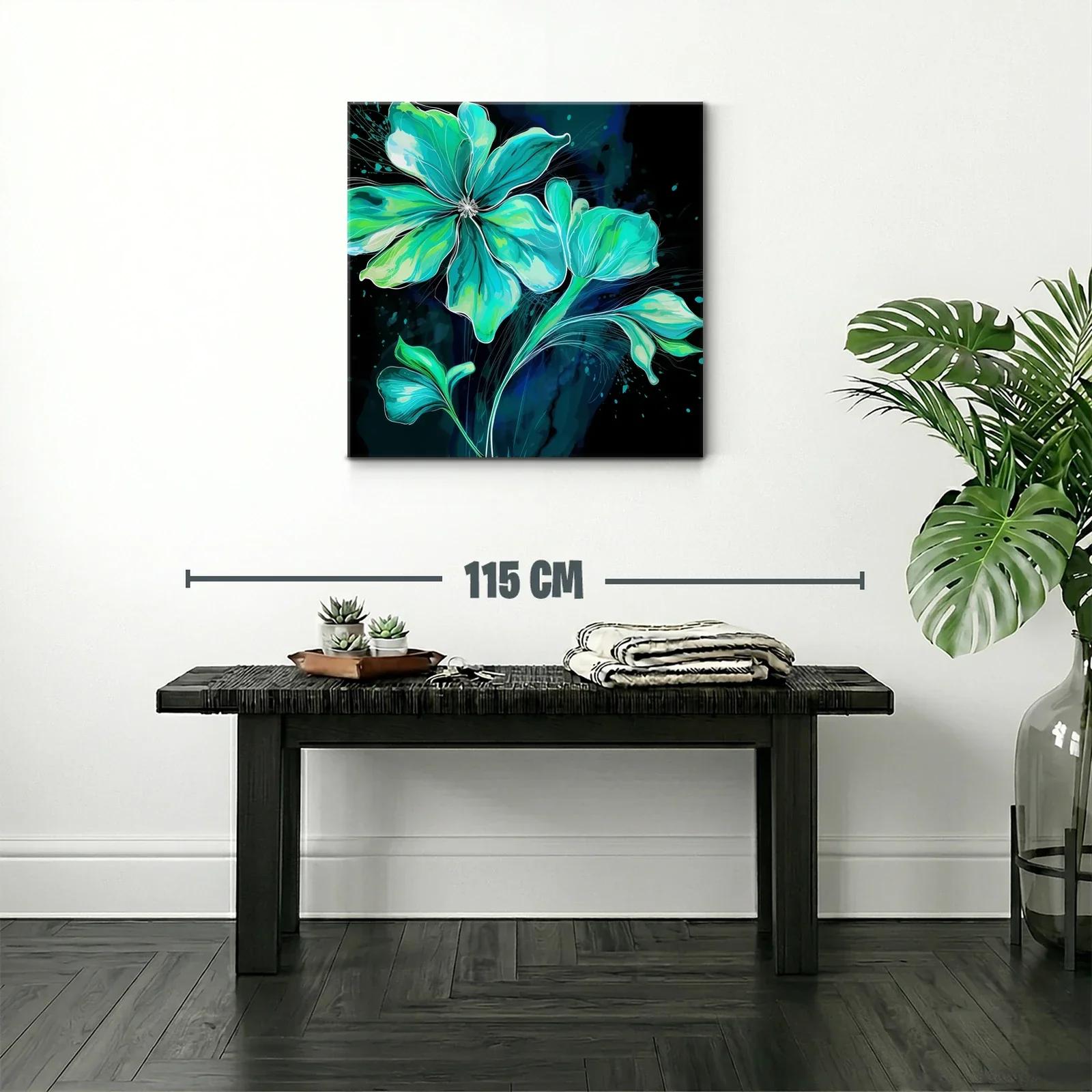Flor azul vibrante con detalles en verdes y negros — miniatura 2