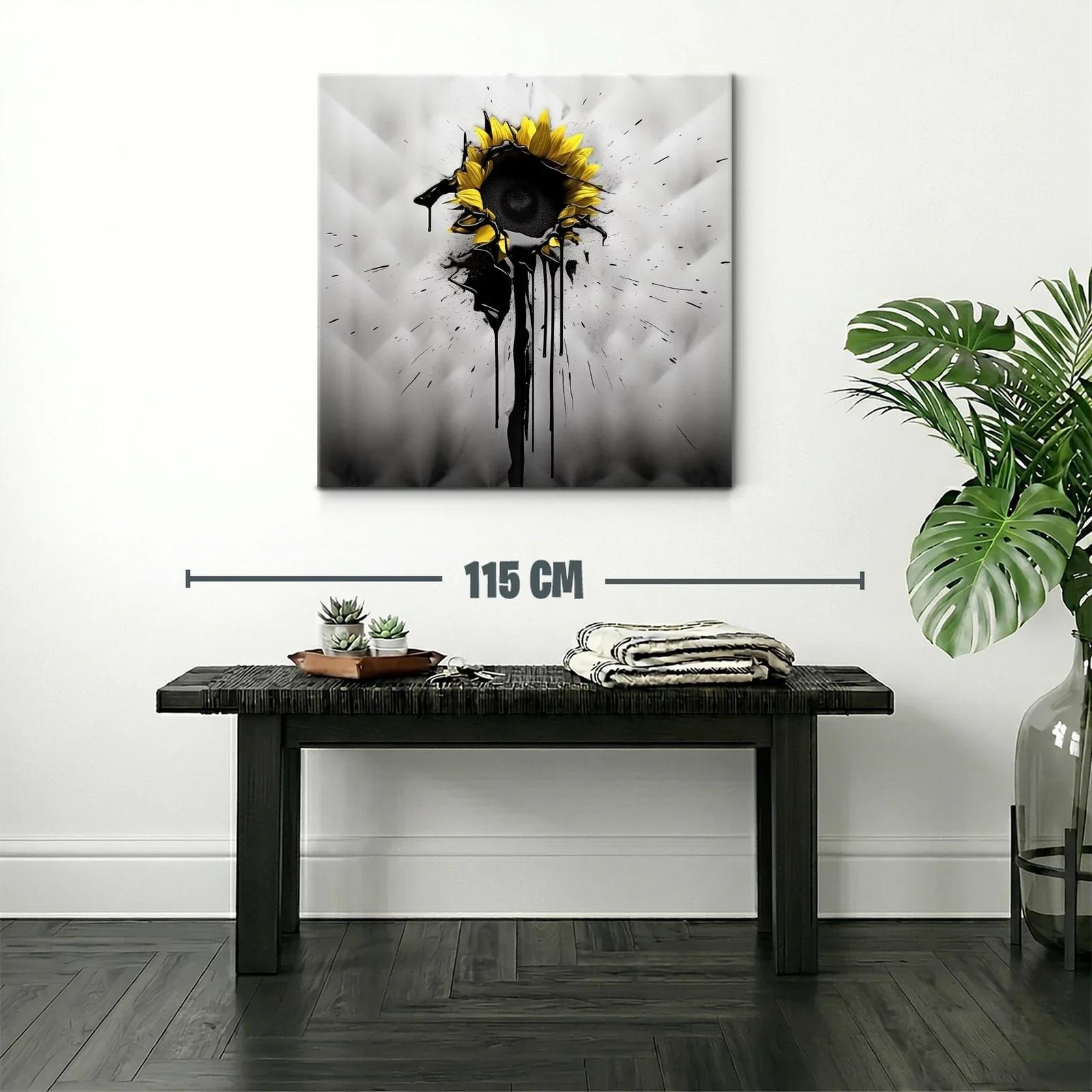 Girasol moderno con toque de tinta negra expresiva — miniatura 2