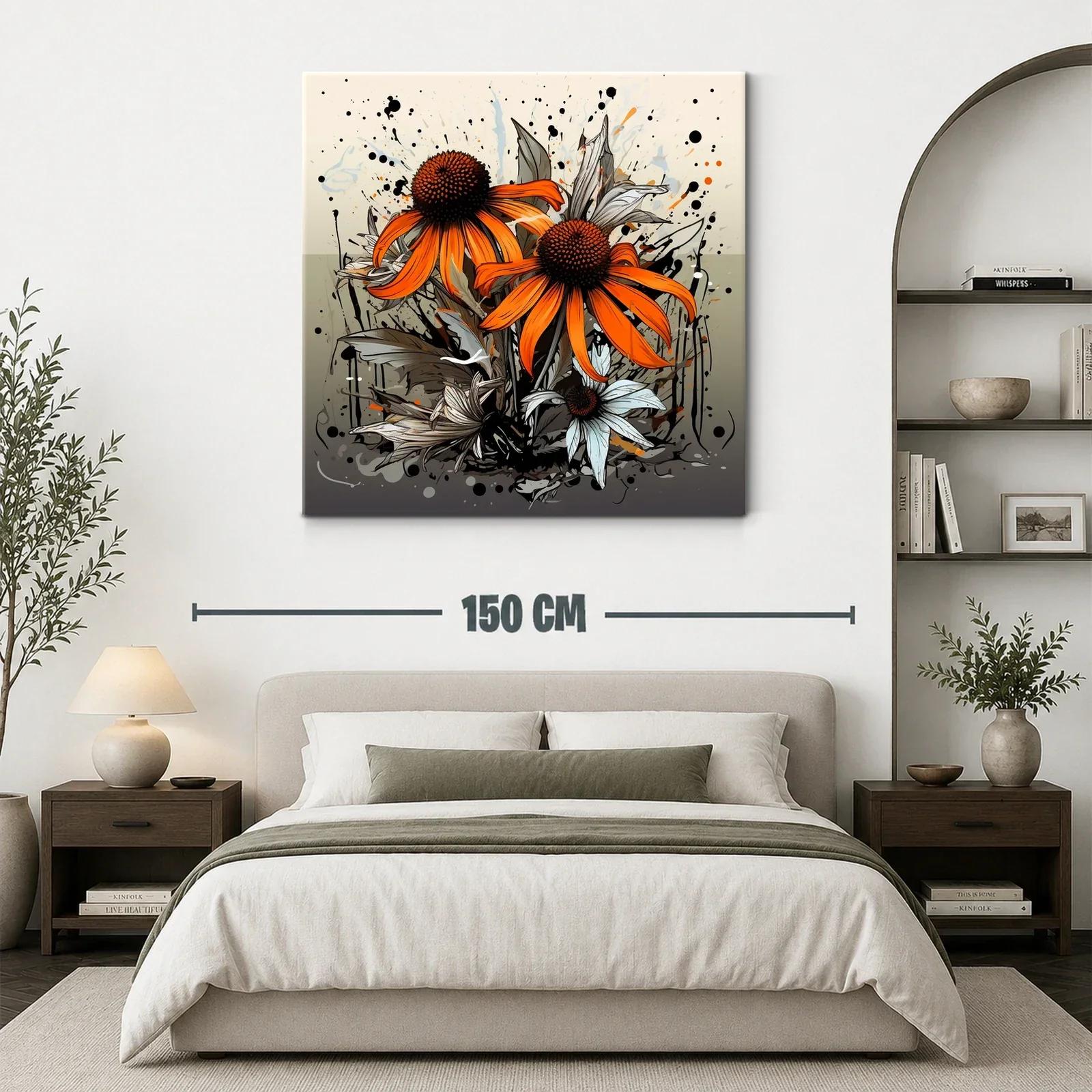 Flores vibrantes en tonos anaranjados y grises en composición artística — miniatura 3