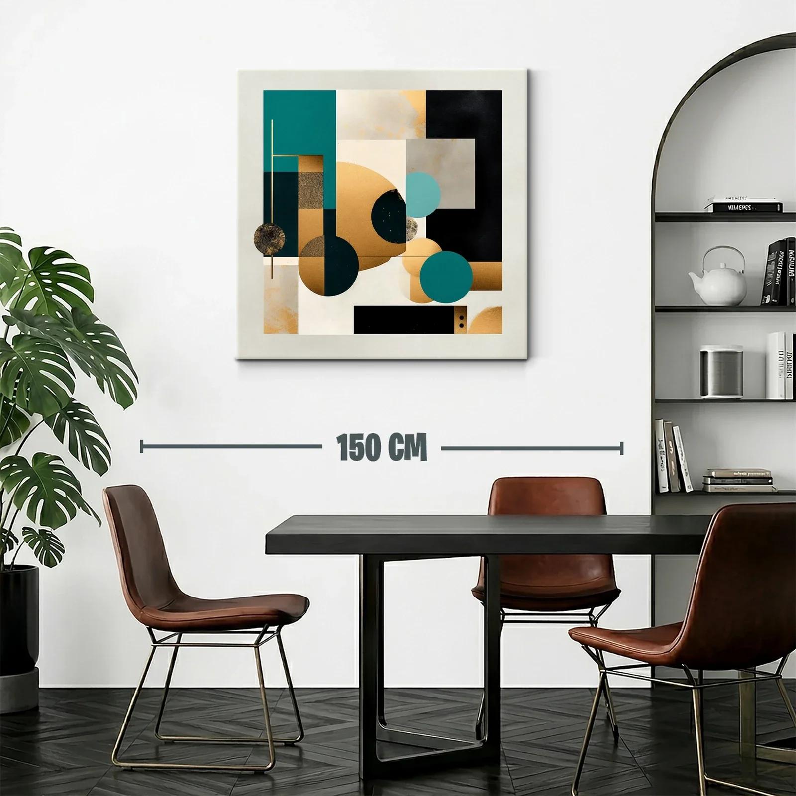 Composición abstracta con tonos dorados y azul profundo — miniatura 2