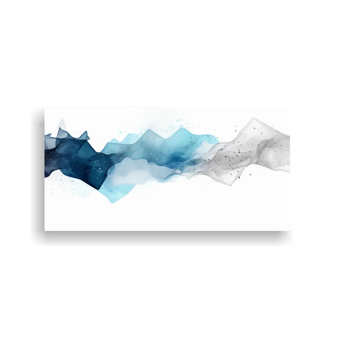 Cuadro ondas abstractas en azul y gris con velos translúcidos — imagen principal