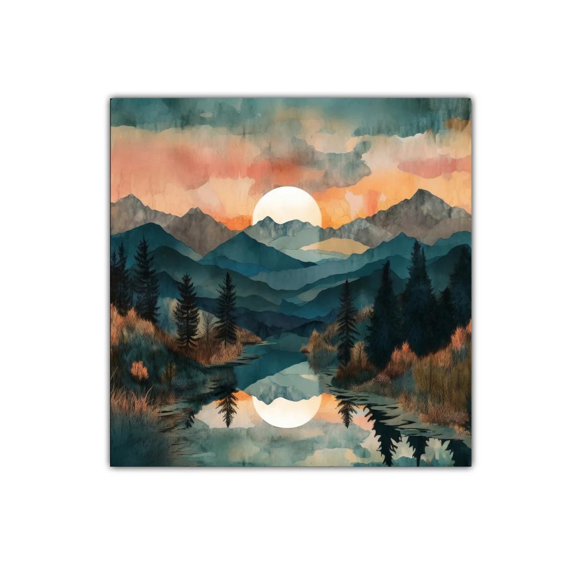 Paisaje sereno de montaña con reflejo al atardecer — miniatura 1