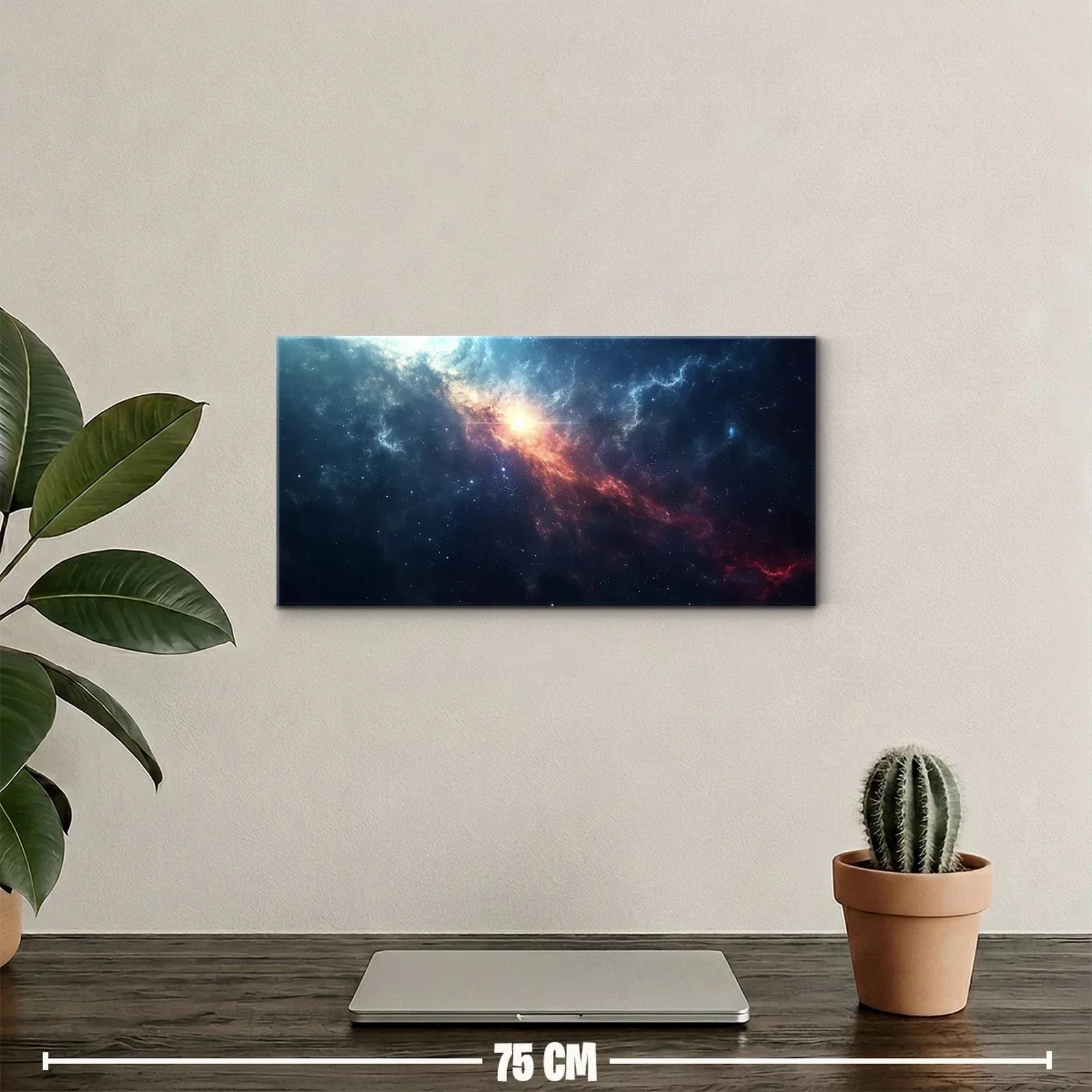 Cuadro nebulosa espacial con núcleo brillante y franja rojiza — miniatura 2