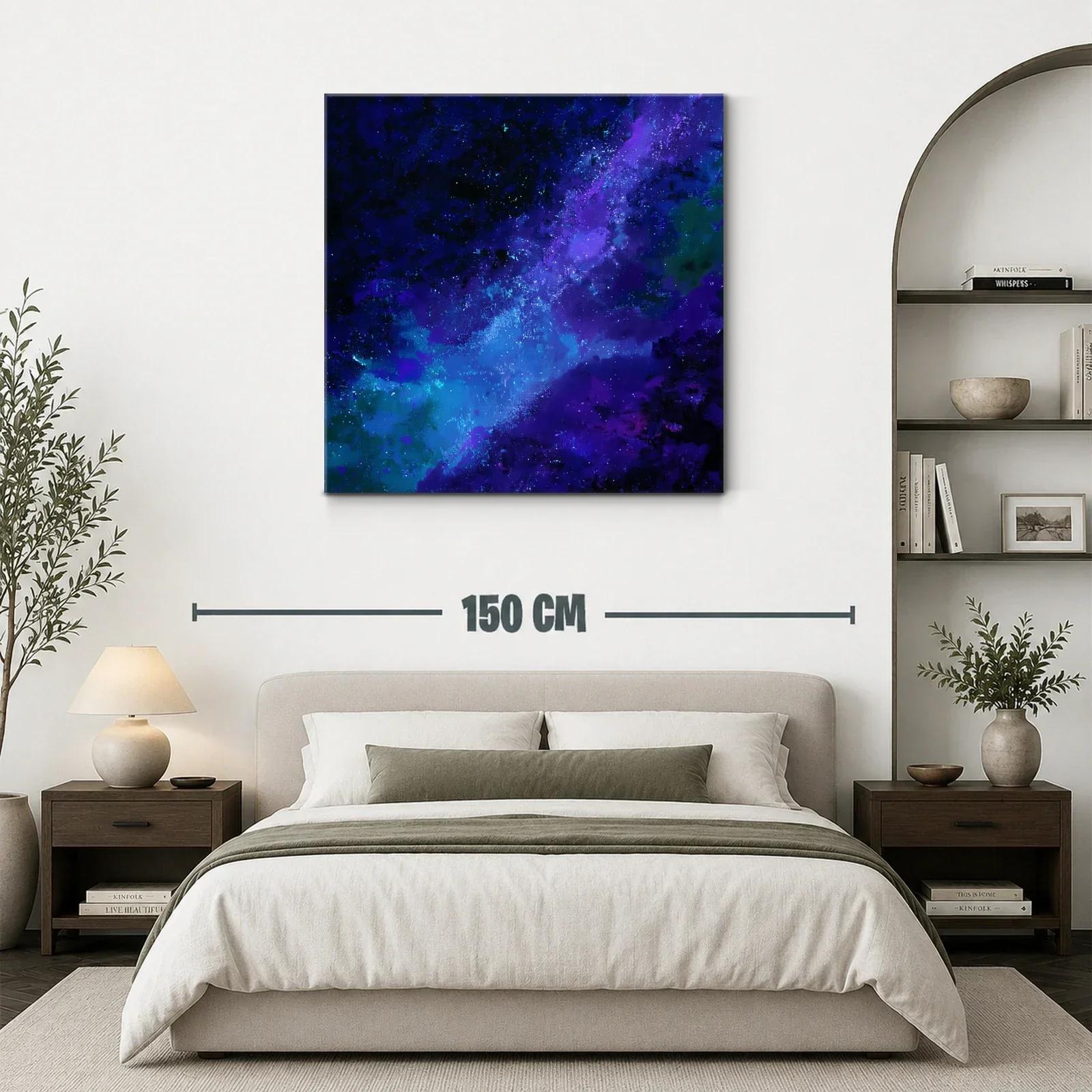 Cuadro abstracto con galaxia en tonos azules y morados — miniatura 3