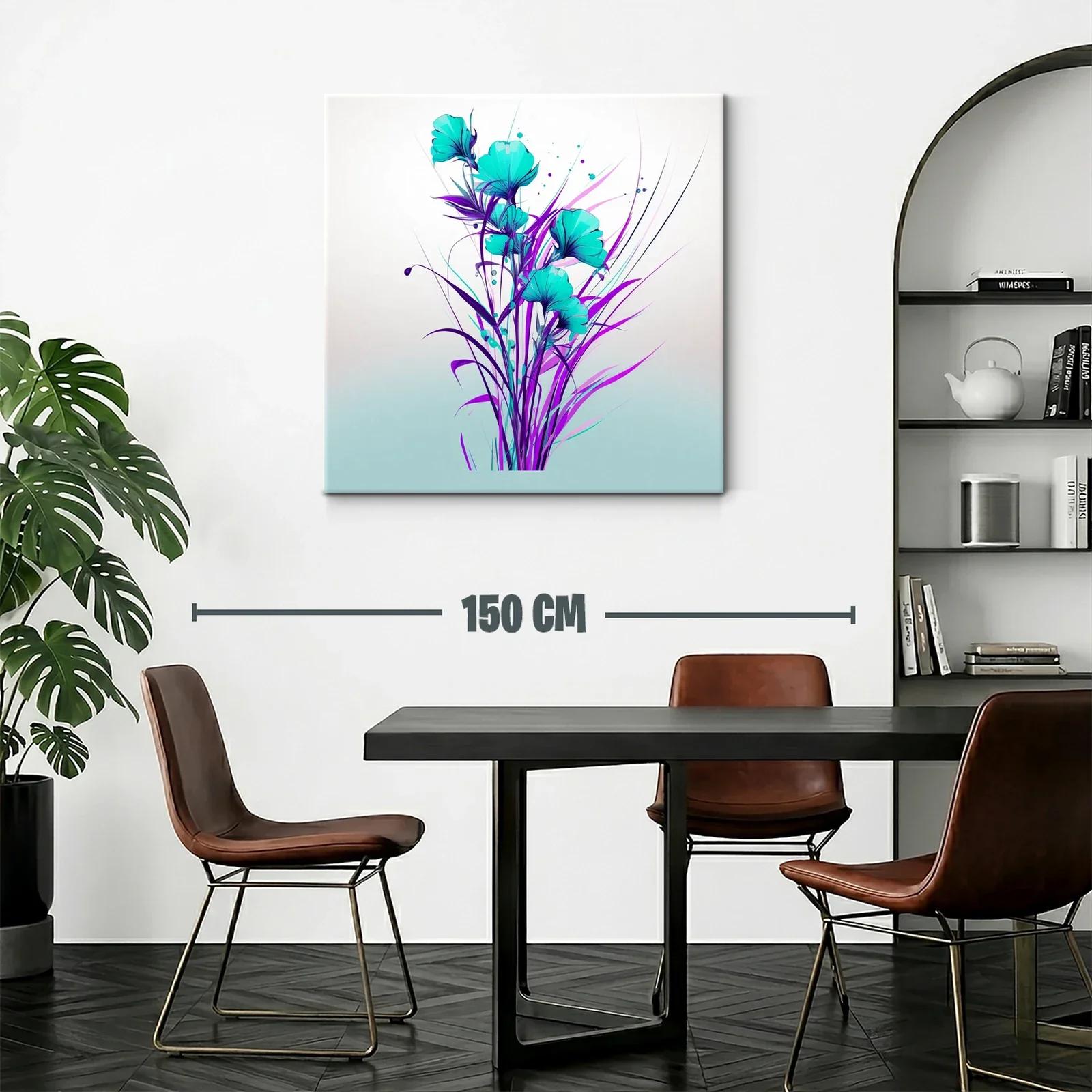 Floral vibrante en tonos turquesa y púrpura modernos — miniatura 2