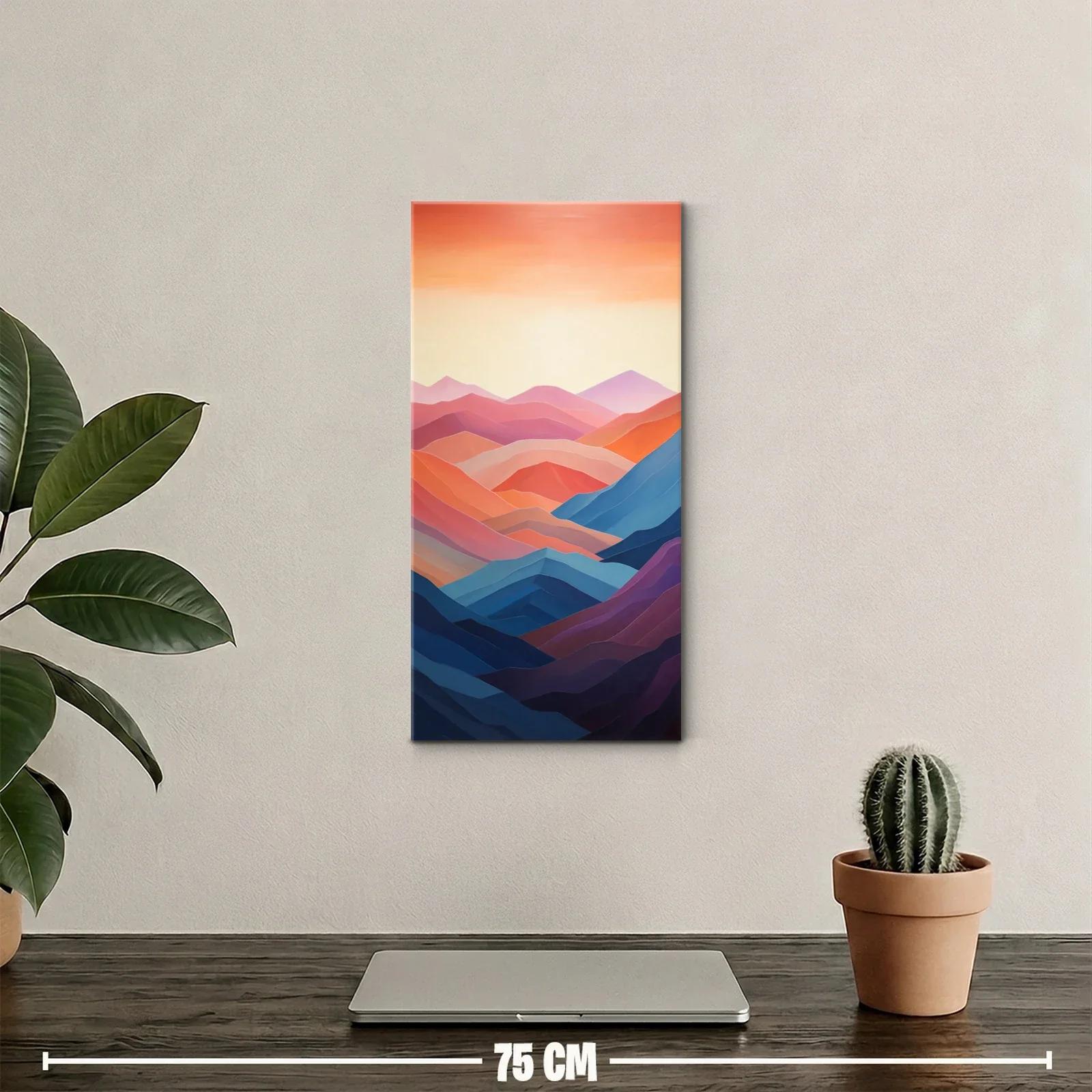 Cuadro cordillera de montañas en tonos rosados y azules — miniatura 2