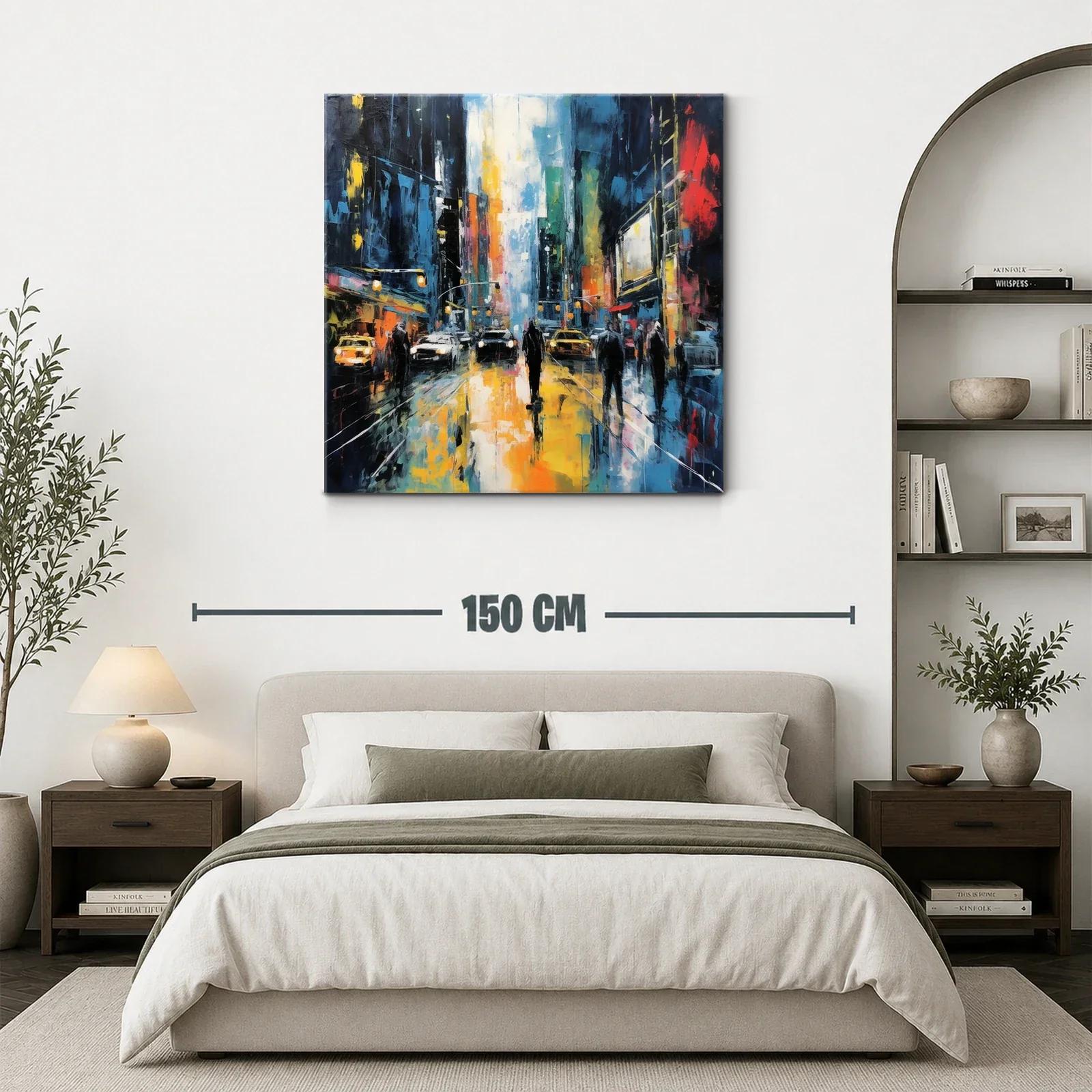 Vibrante ciudad nocturna con reflejos en calles mojadas — miniatura 3