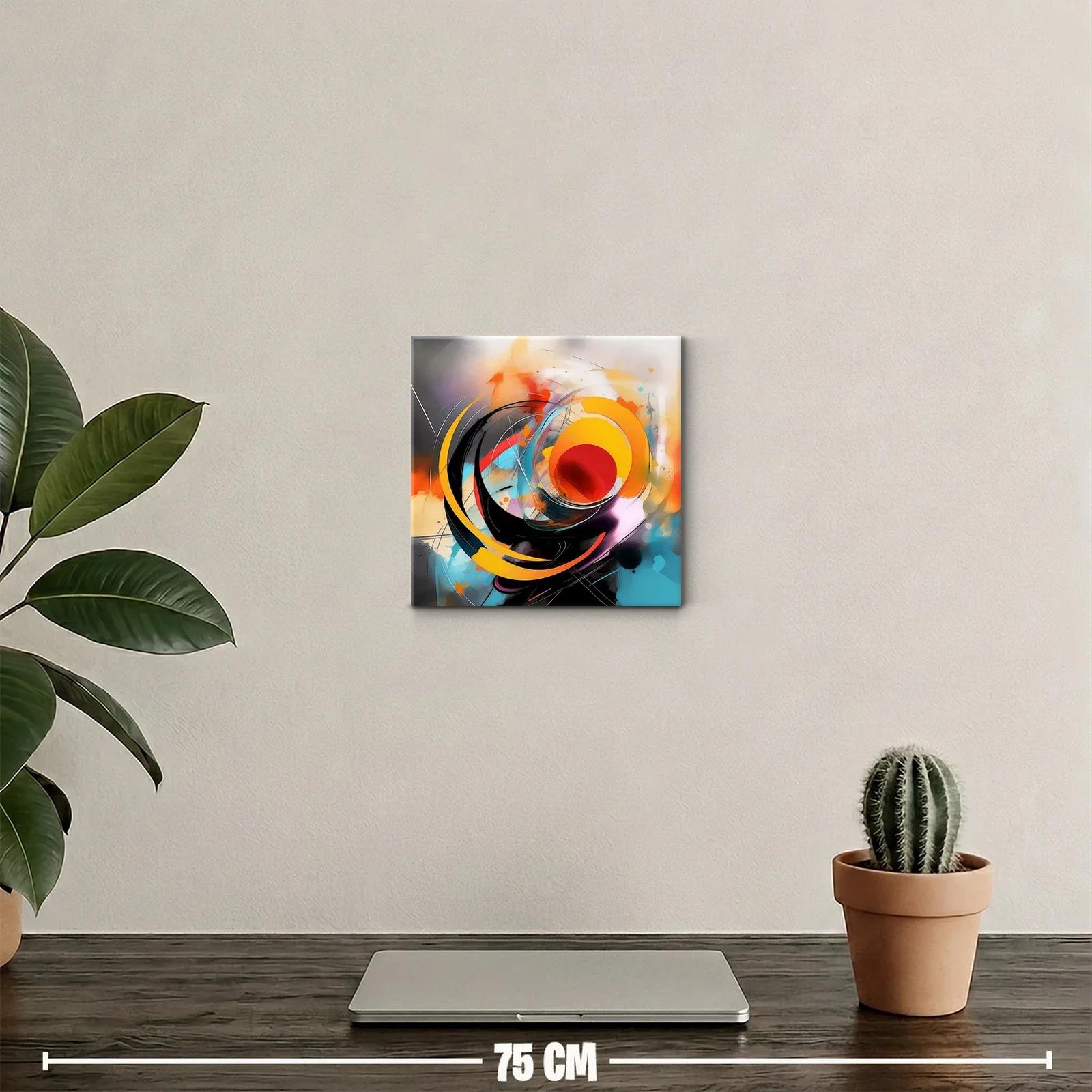 Cuadro abstracto en vibrantes tonos cálidos y fríos — miniatura 2