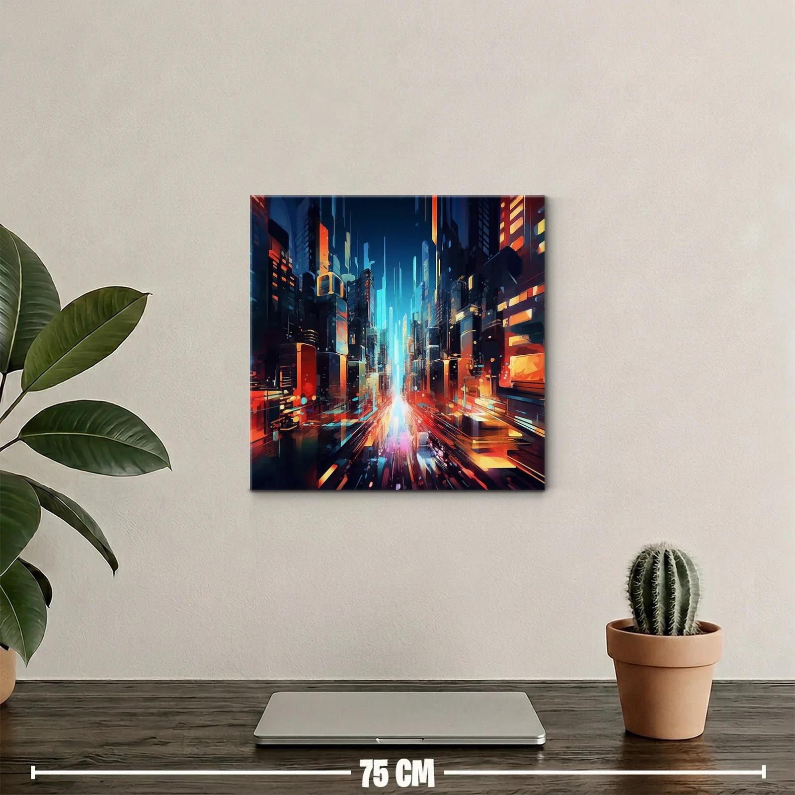 Ciudad futurista con luces vibrantes en movimiento rápido — miniatura 2