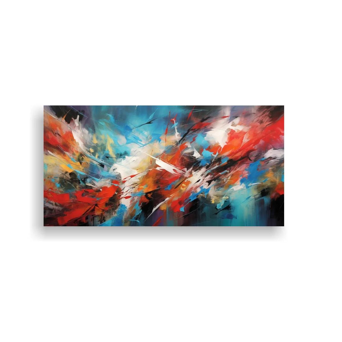 Cuadro explosión abstracta de color en rojo y turquesa — imagen principal