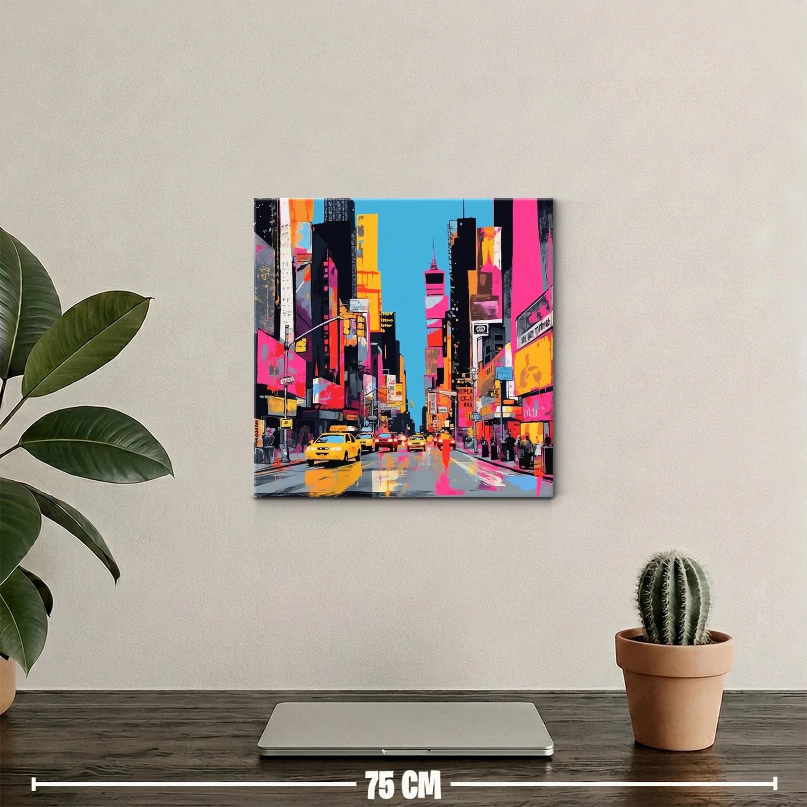 Atardecer urbano con vibrantes luces y taxis amarillos — miniatura 2