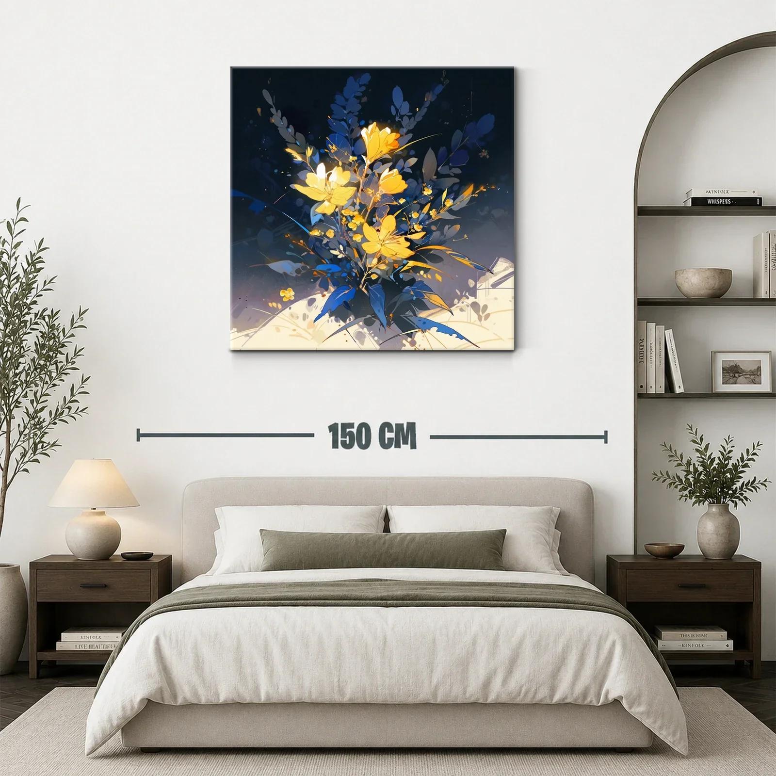 Ramo vibrante con flores amarillas sobre fondo oscuro — miniatura 3