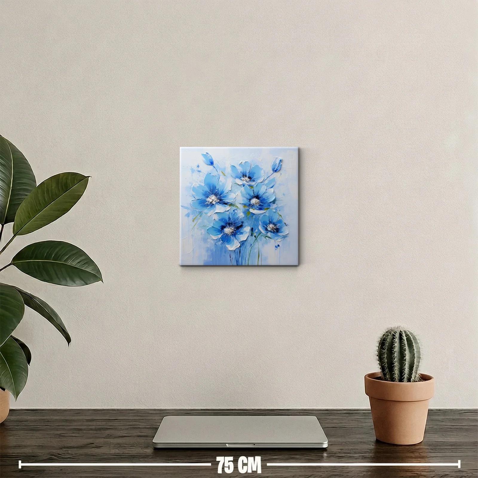 Cuadro decorativo con flores azules y blancas vibrantes — miniatura 2