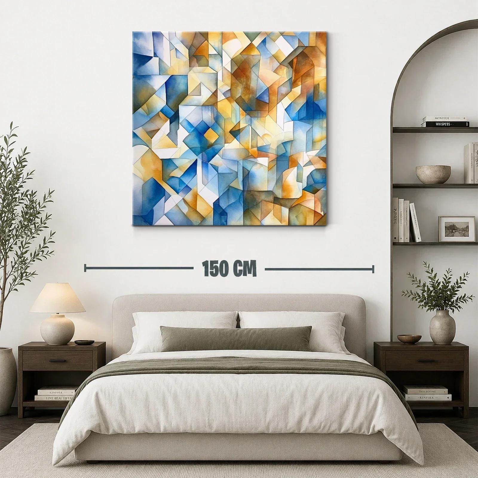 Composición abstracta con tonos azules y ocres cálidos — miniatura 3
