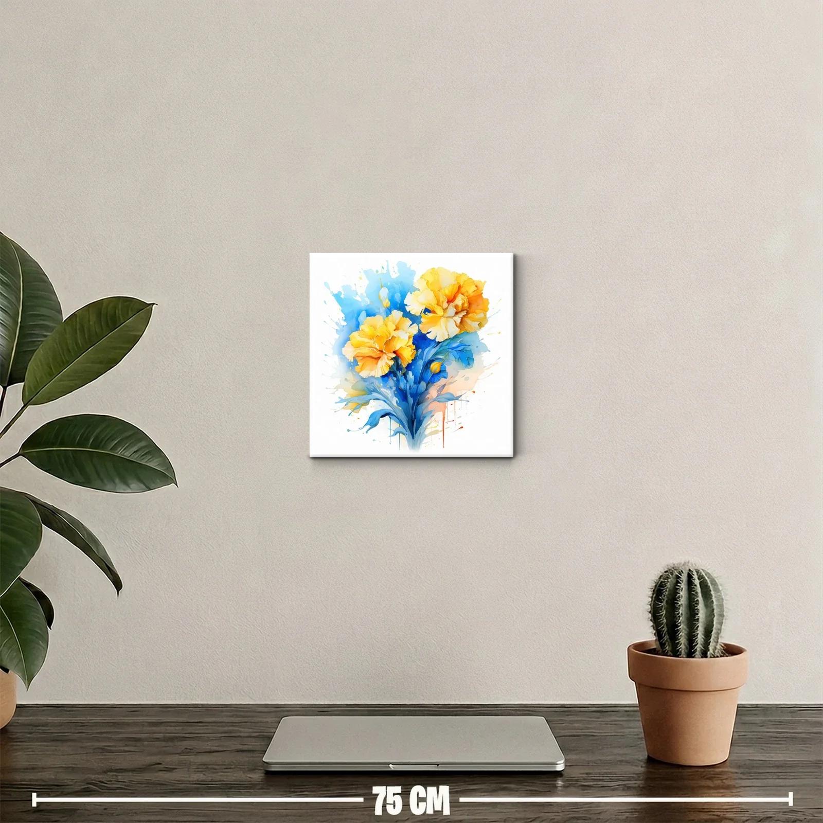 Colorido ramo floral en tonos azules y amarillos vibrantes — miniatura 2