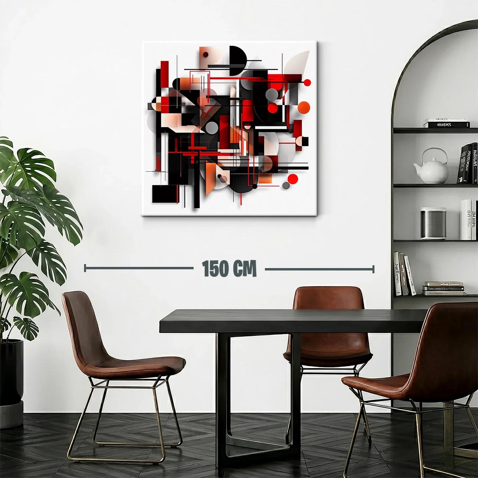 Composición geométrica abstracta en tonos rojo y negro — miniatura 2
