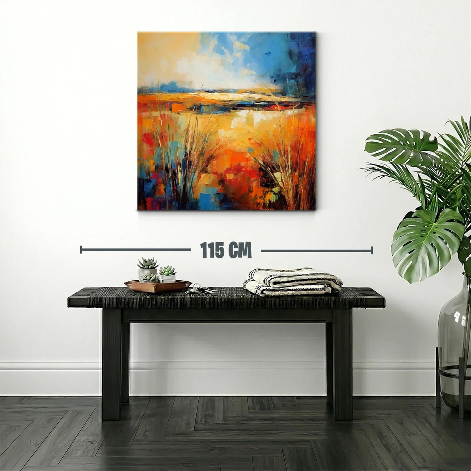 Paisaje abstracto con vibrantes tonos cálidos y fríos — miniatura 2