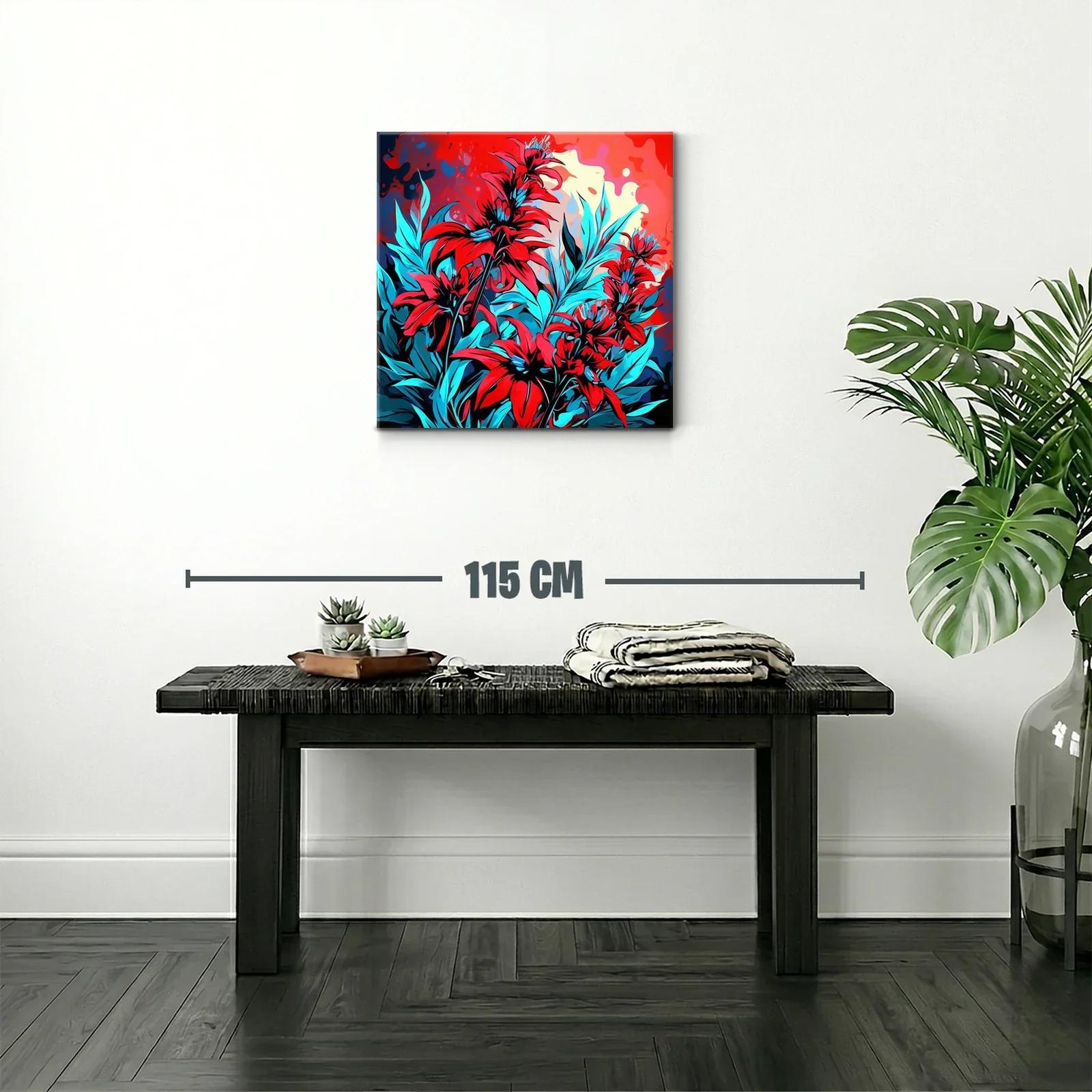 Vibrante composición floral en tonos rojos y azules eléctricos — miniatura 2