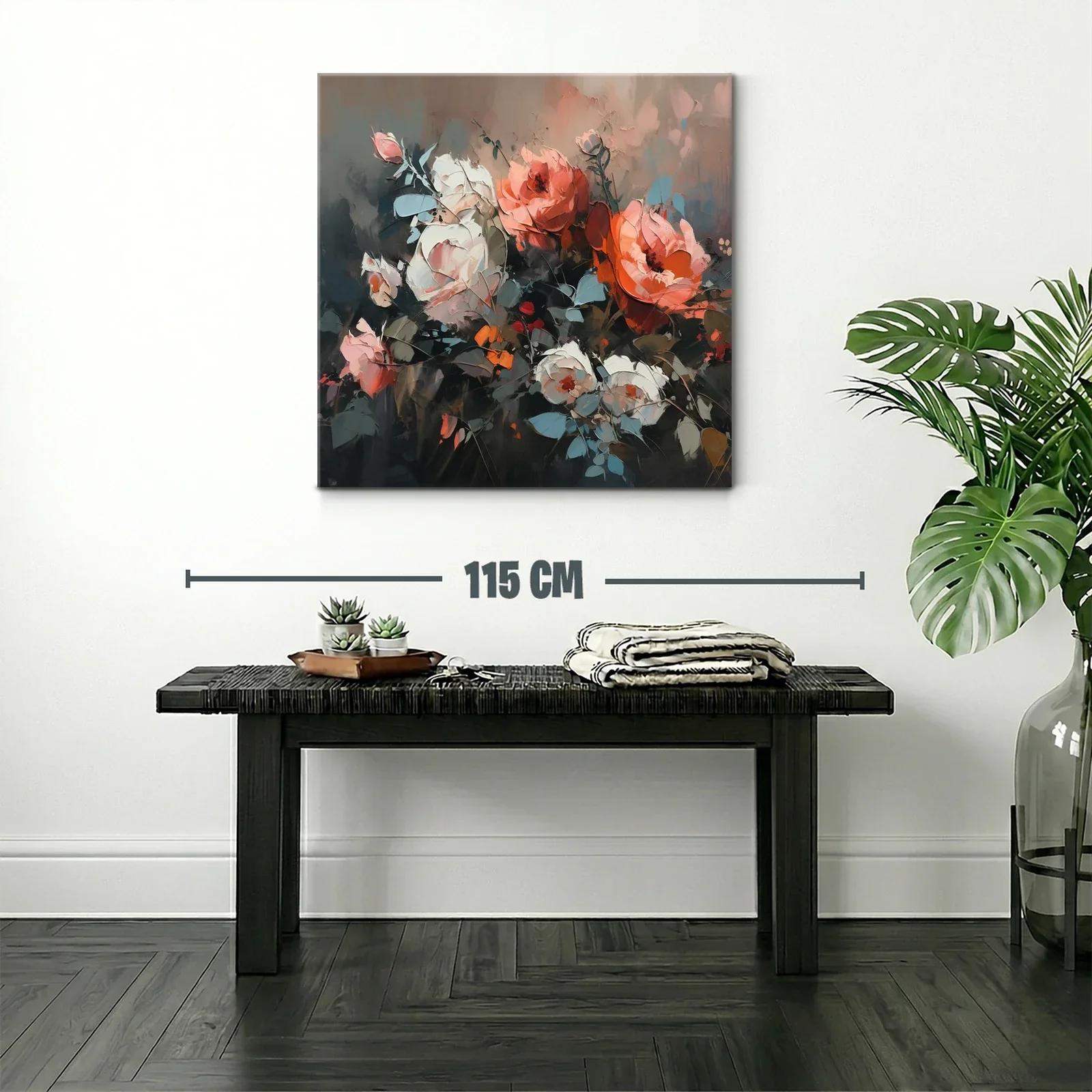 Cuadro floral con tonos cálidos y contraste elegante — miniatura 2