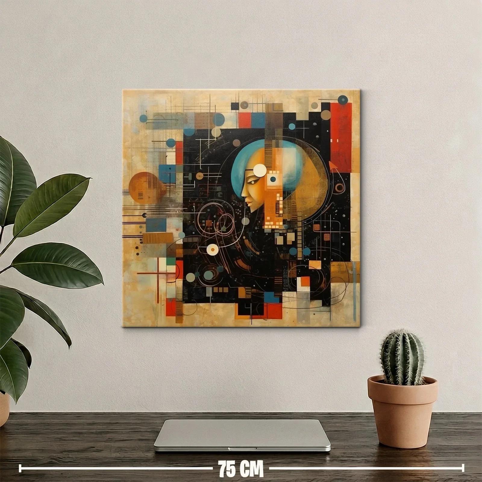 Composición abstracta con perfil femenino y geometría — miniatura 2