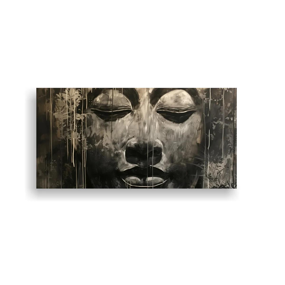 Cuadro rostro de Buda con goteos verticales — imagen principal