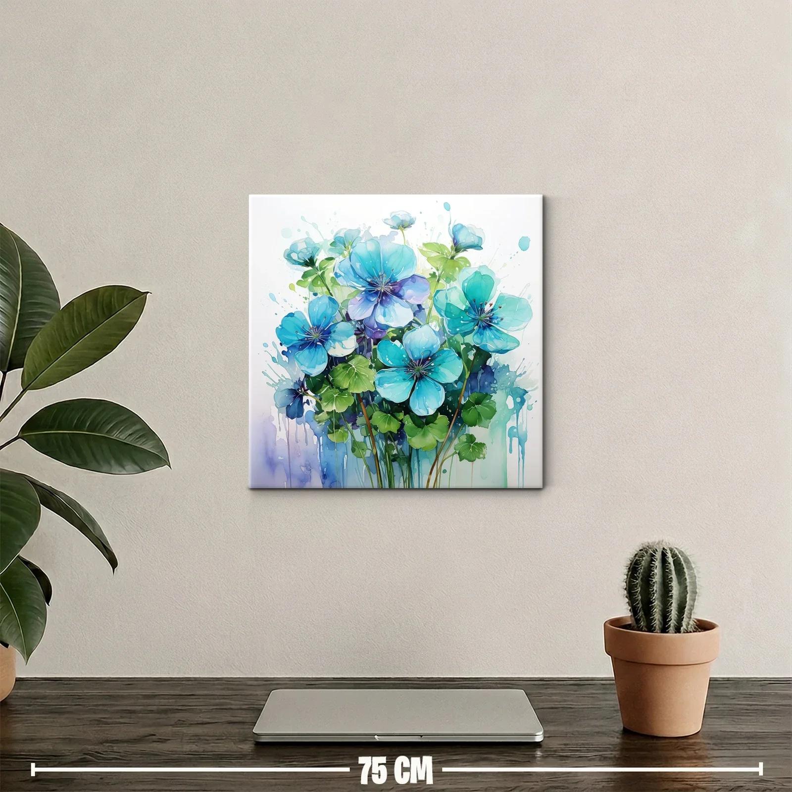 Flores azules vibrantes con hojas verdes frescas — miniatura 2