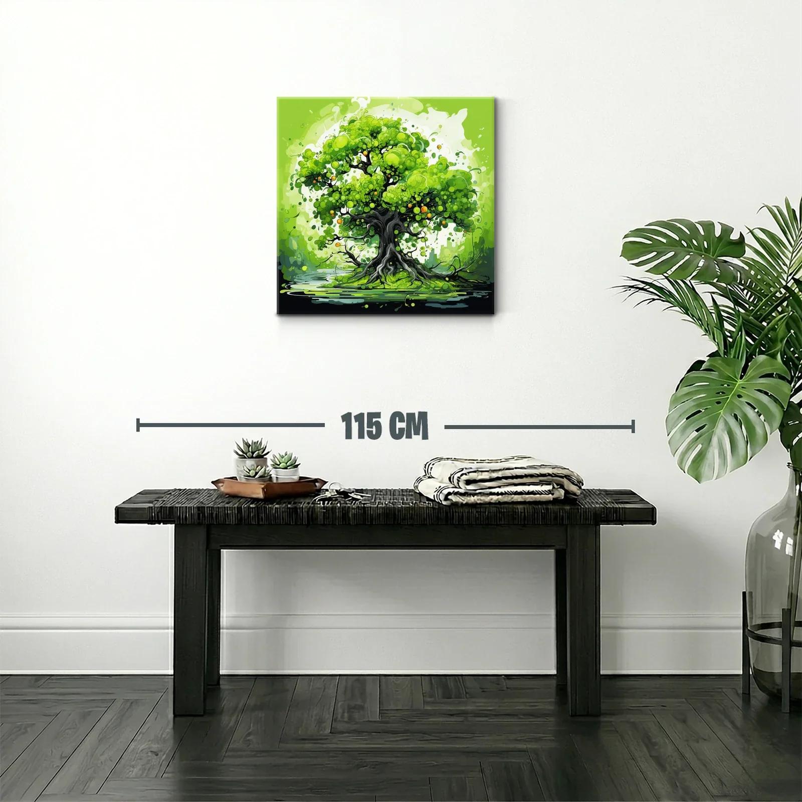 Árbol con vibrantes tonos verdes y detalles en naranja — miniatura 2