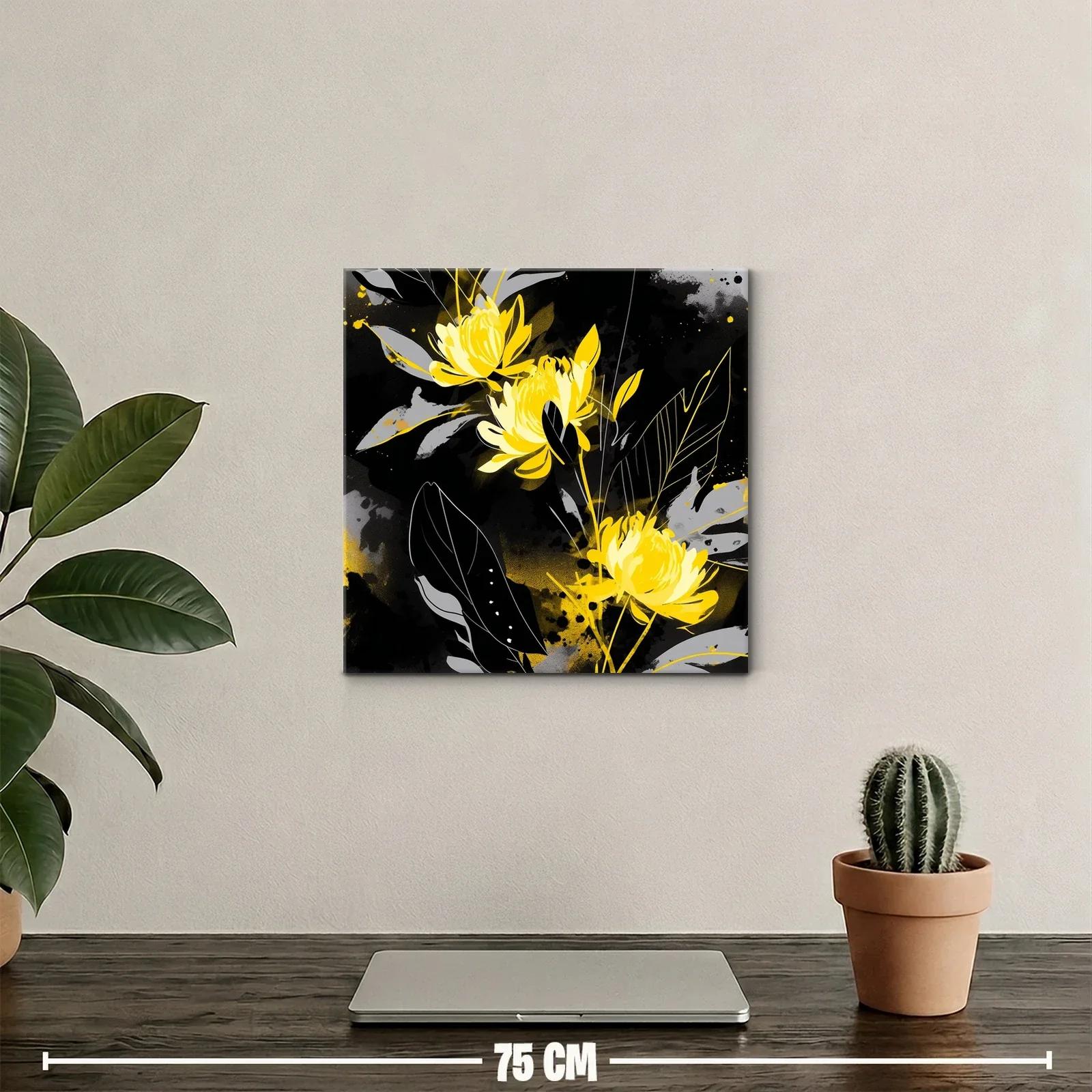 Flores amarillas vibrantes sobre fondo oscuro elegante — miniatura 2