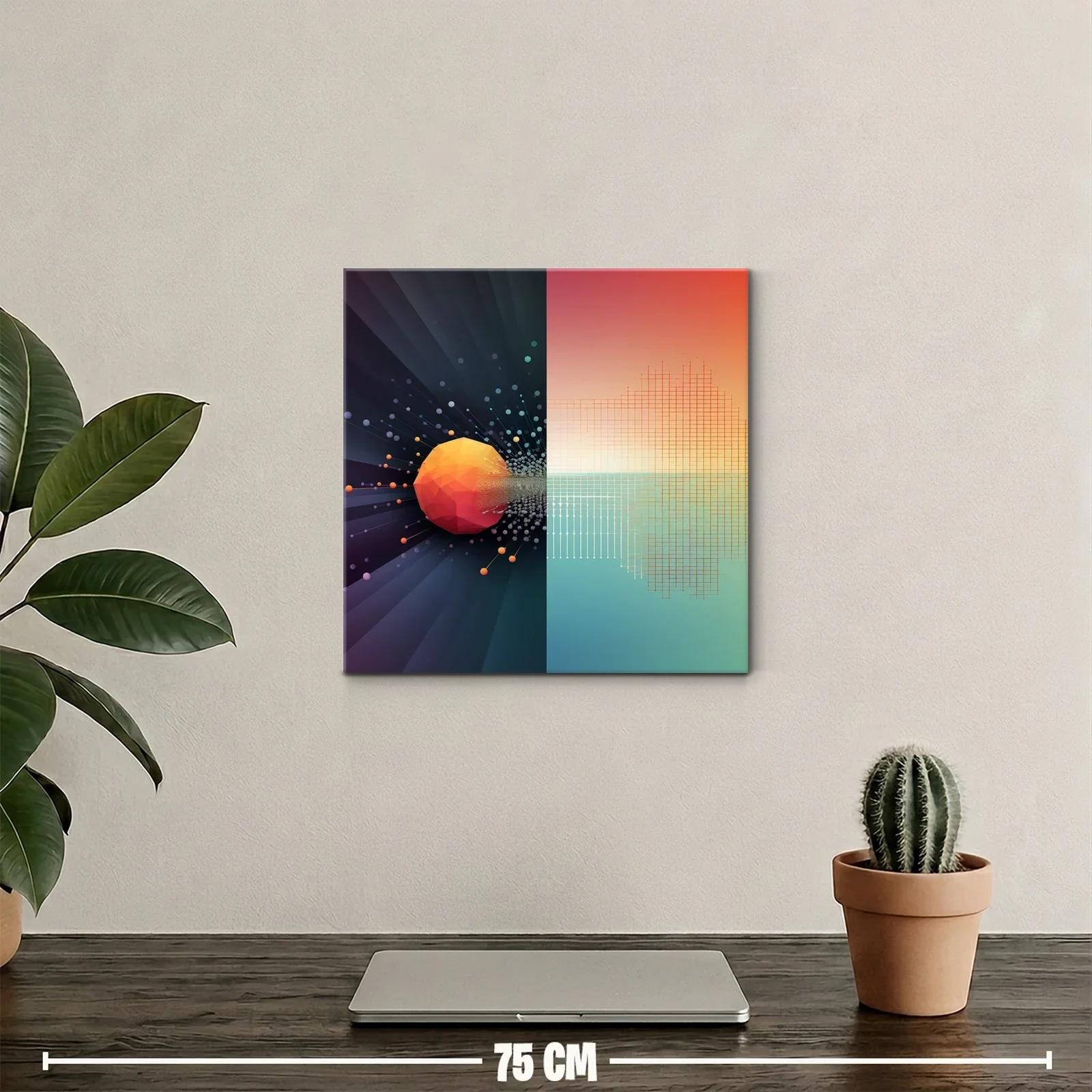 Composición abstracta con esfera y red geométrica vibrante — miniatura 2