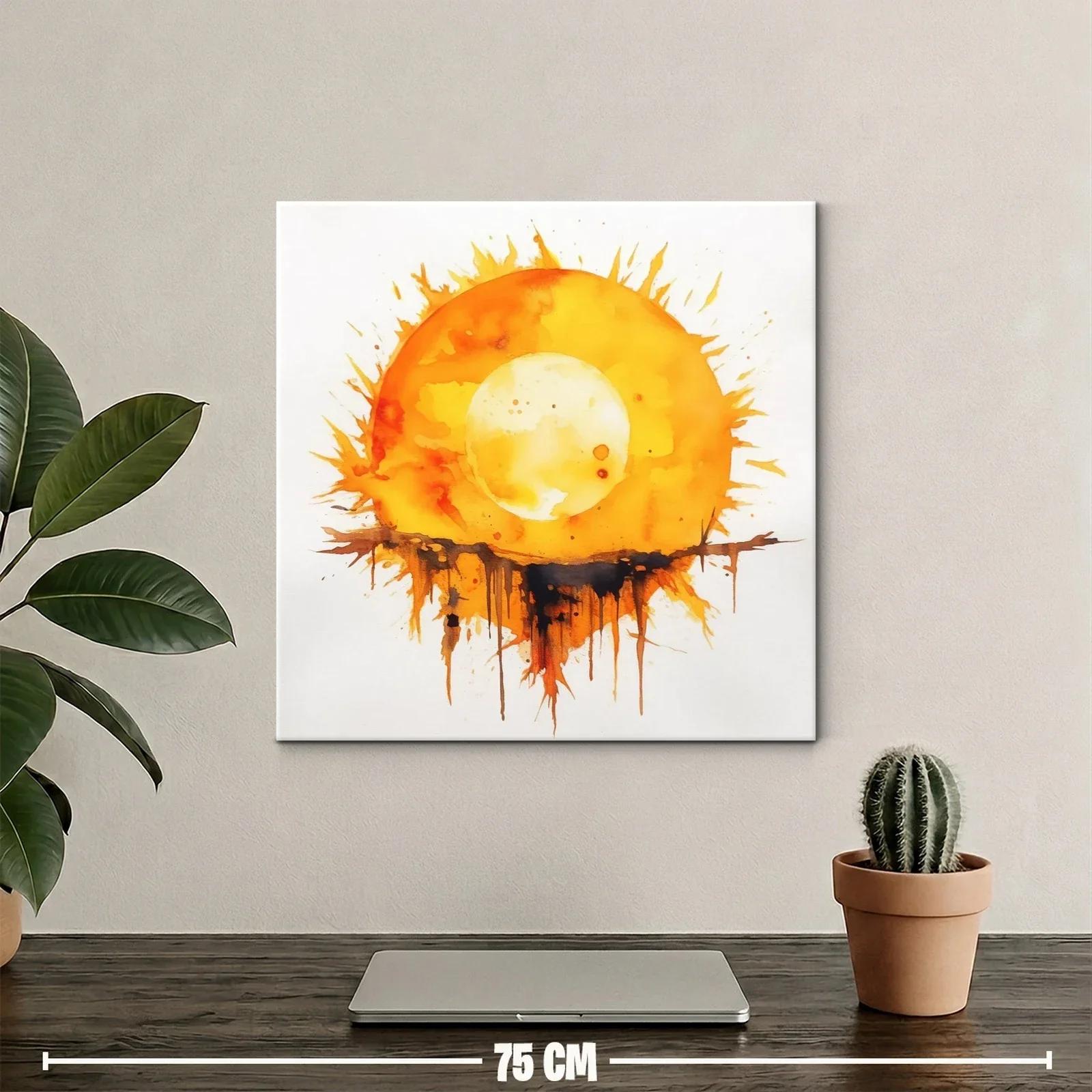 Cuadro Abstracto Sol Radiante con Efecto Acuarela — miniatura 2