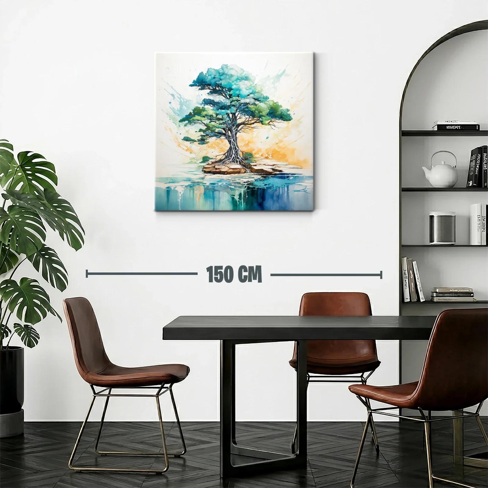 Árbol vibrante sobre isla con reflejos acuáticos — miniatura 2