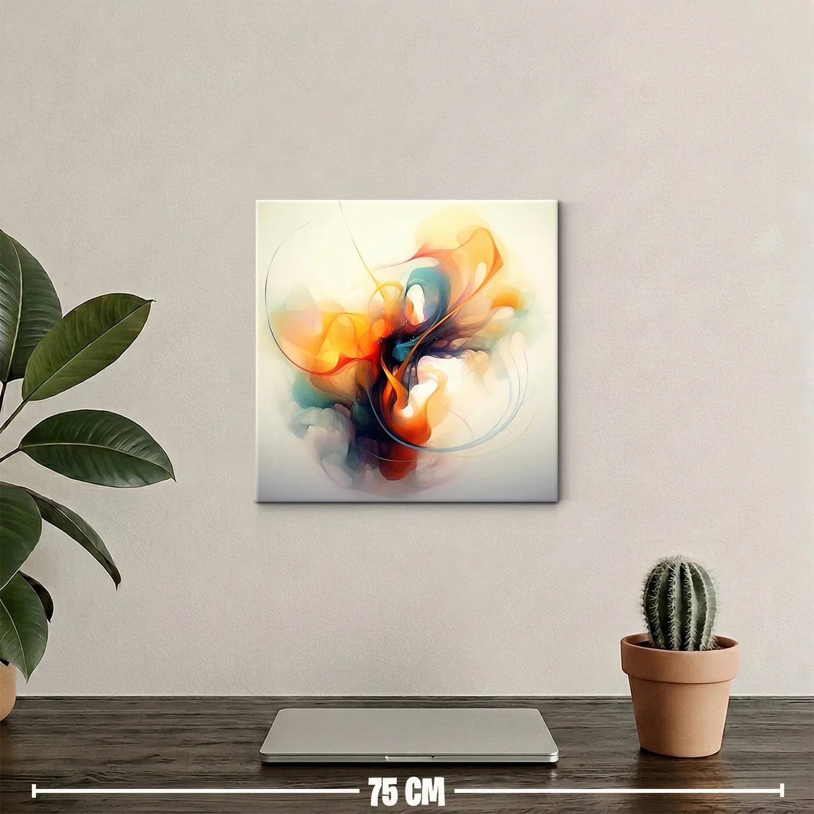 Cuadro abstracto con formas fluidas y tonos cálidos — miniatura 2