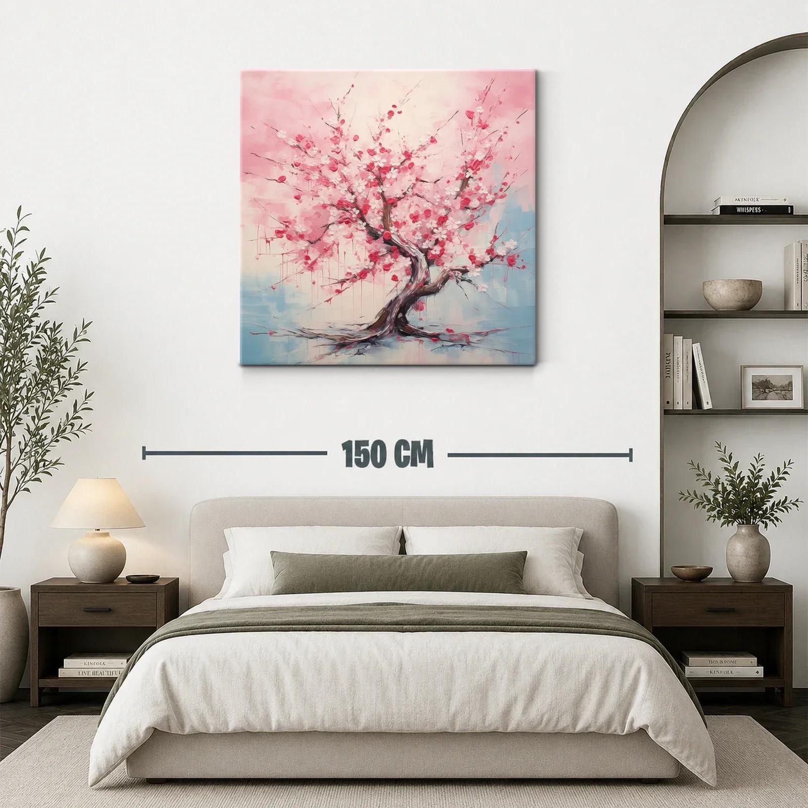 Cuadro árbol de flores rosas en tonos suaves y delicados — miniatura 3