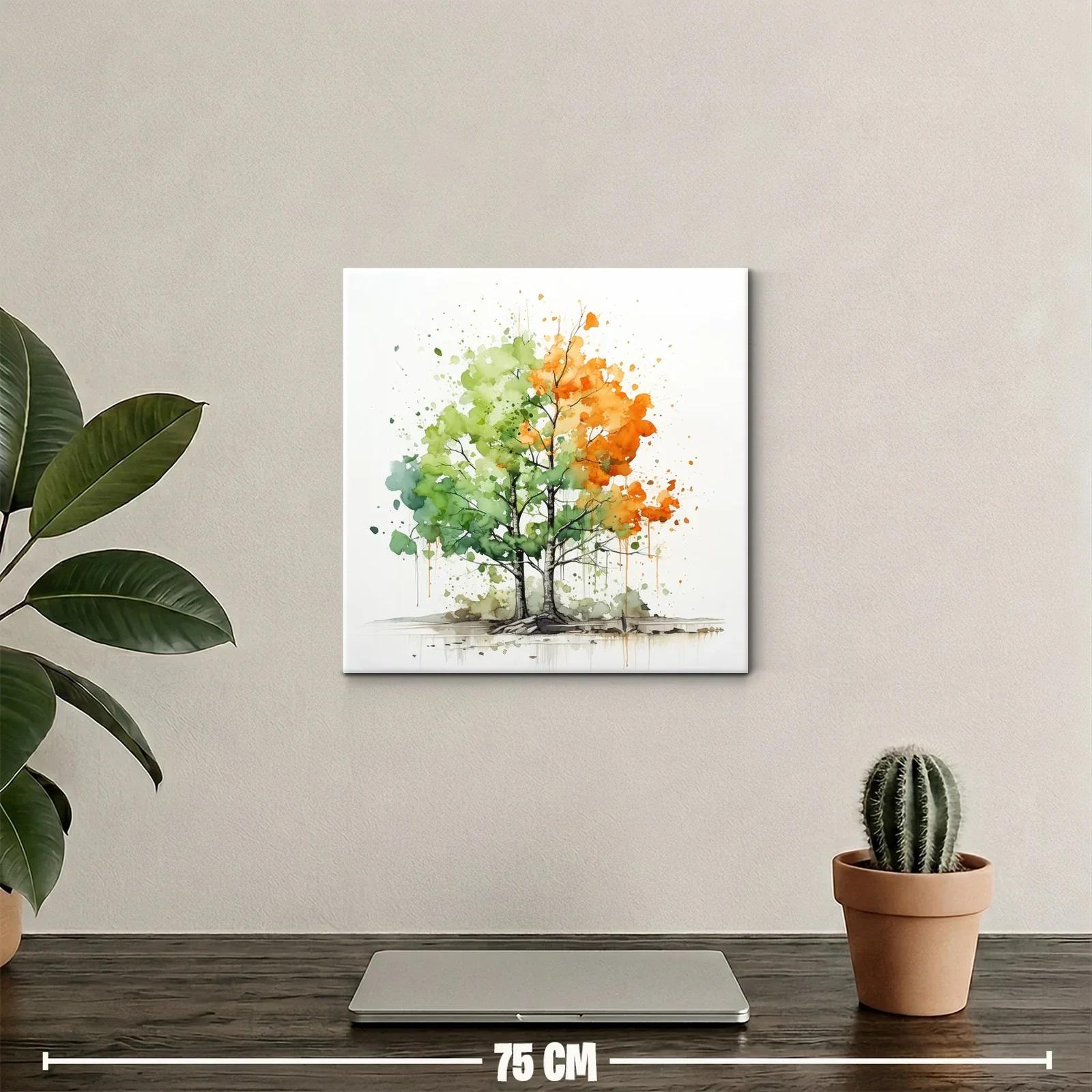Árbol en transición con tonos verdes y naranjas vibrantes — miniatura 2