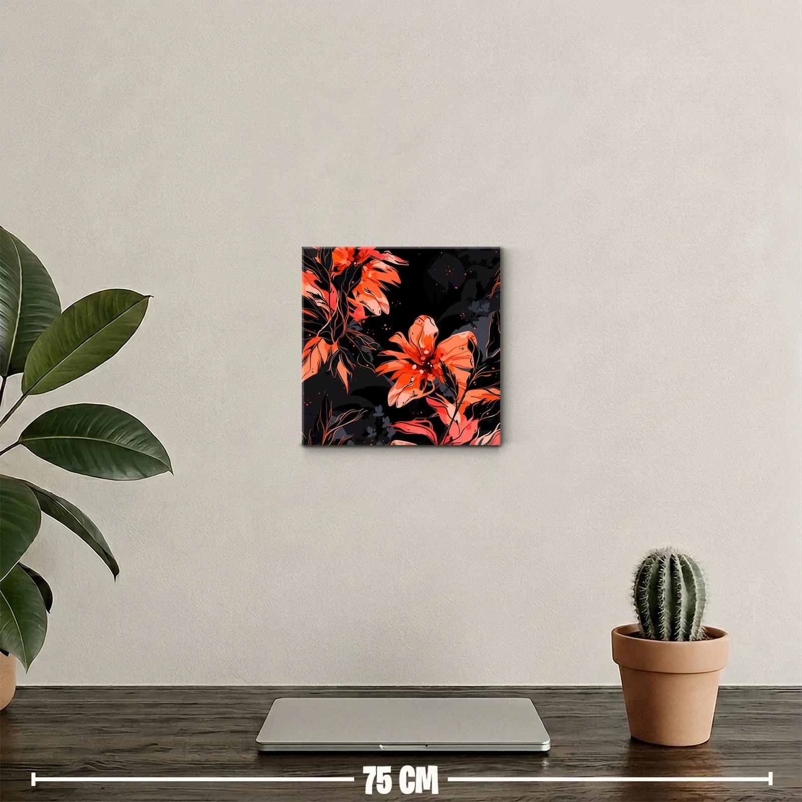Flores vibrantes en tonos cálidos sobre fondo oscuro — miniatura 2