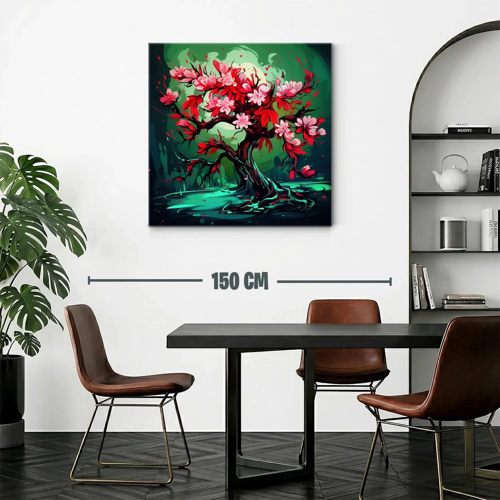 Árbol floreciente con vibrantes tonos rojos y verdes — miniatura 2