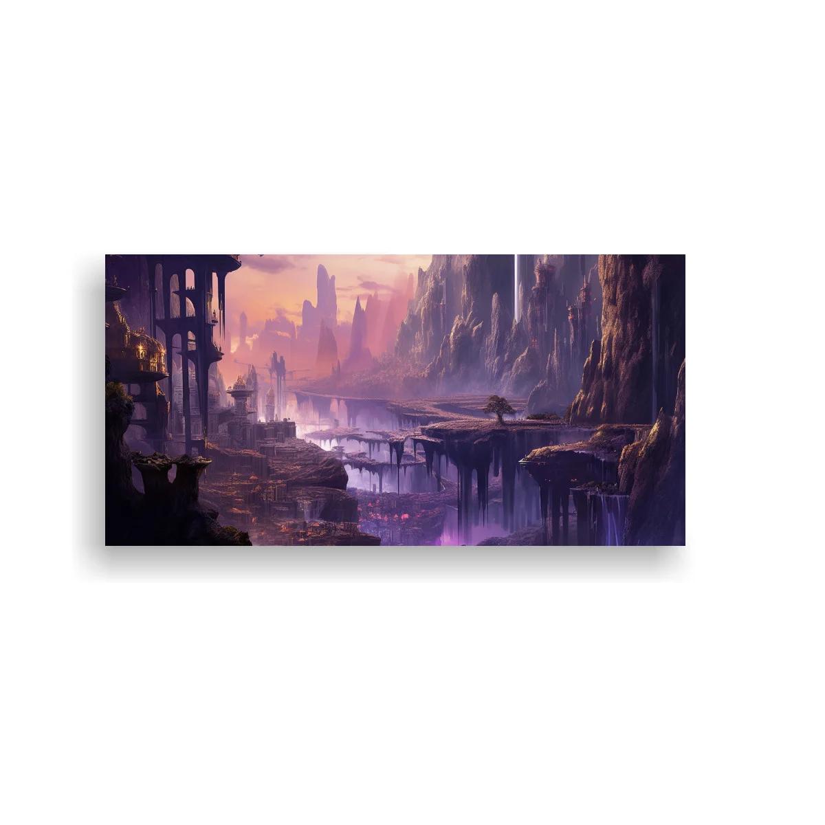 Cuadro paisaje fantástico con puentes estrechos y acantilados en capas — imagen principal