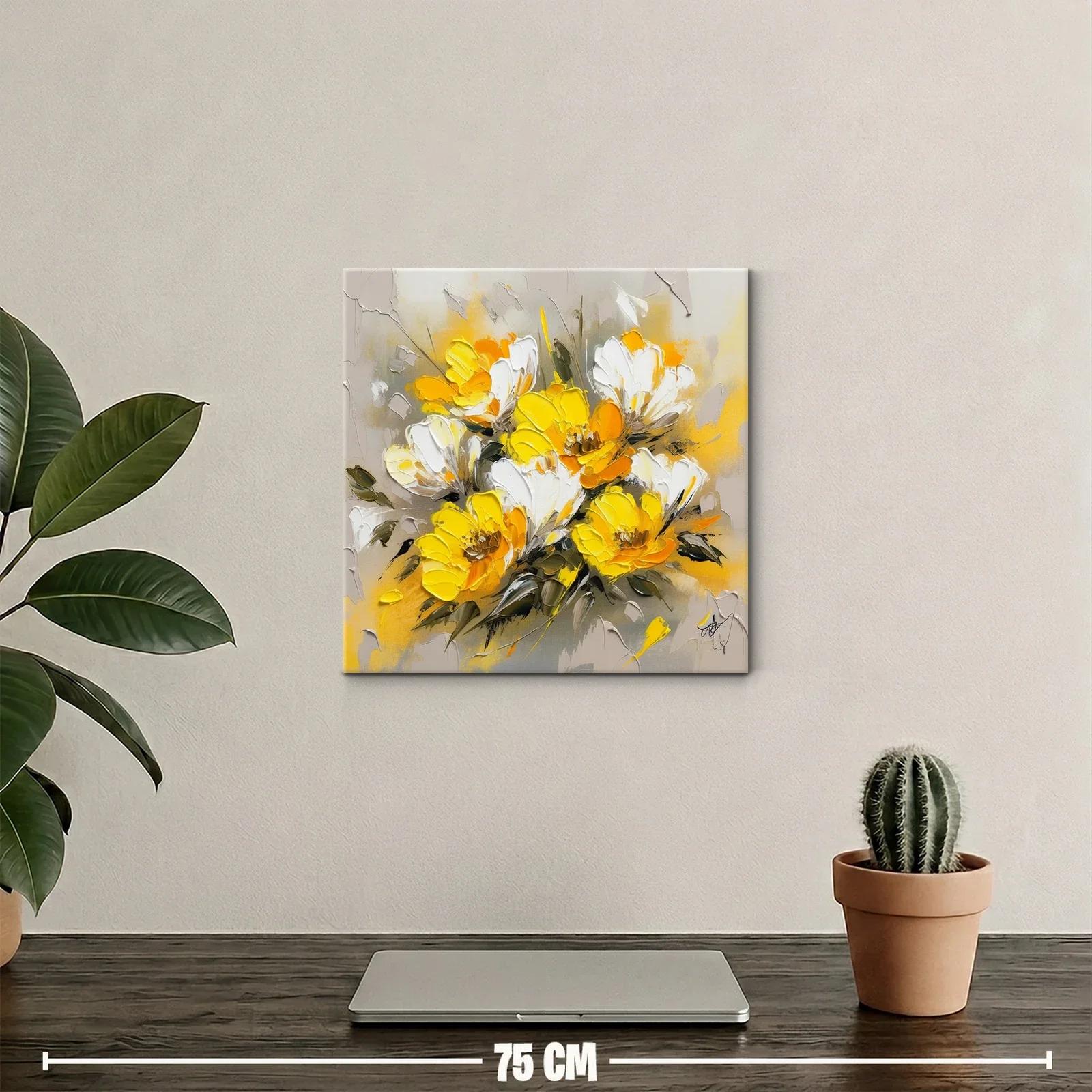 Flores vibrantes en tonos amarillos y blancos con fondo neutro — miniatura 2
