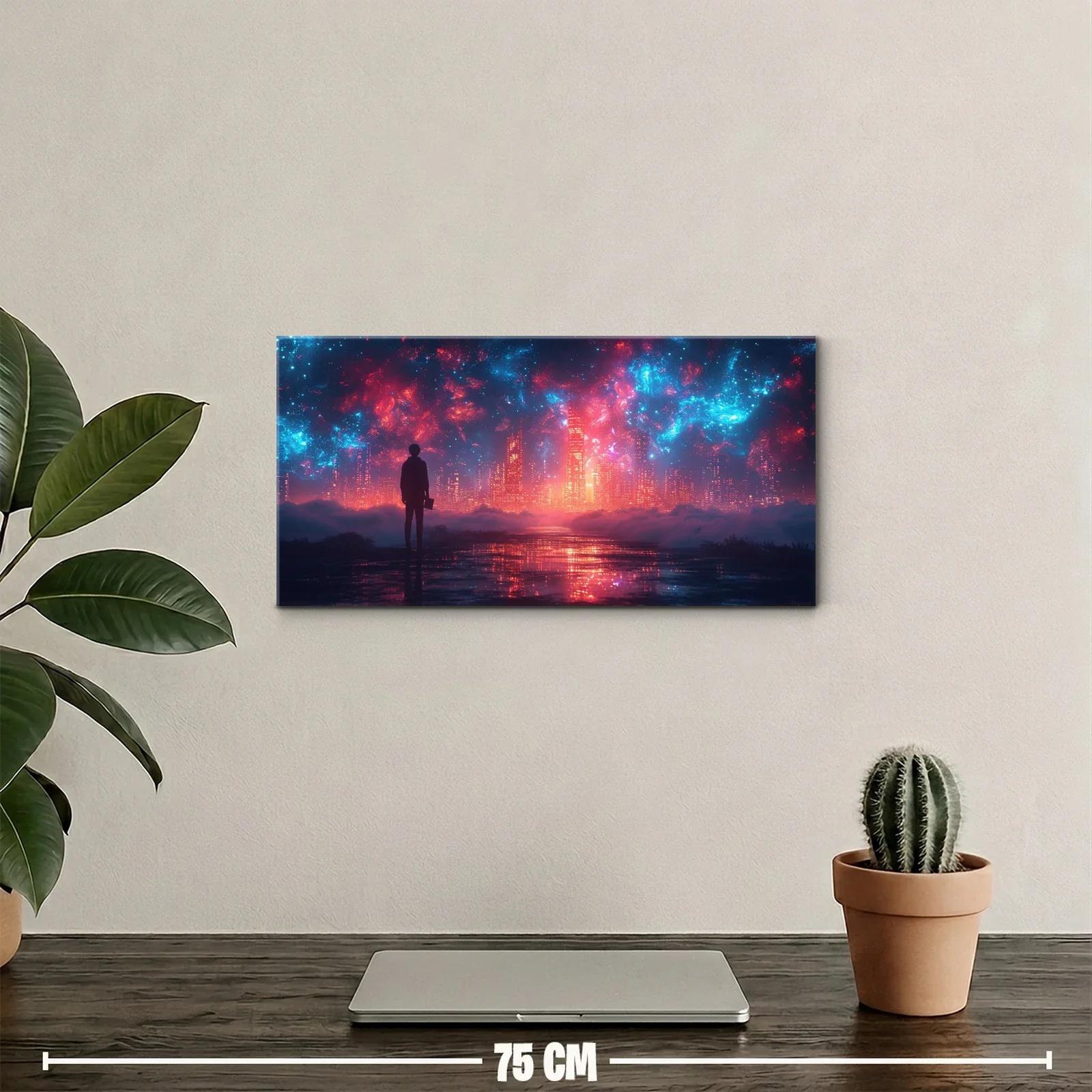 Cuadro silueta frente a horizonte cósmico — miniatura 2