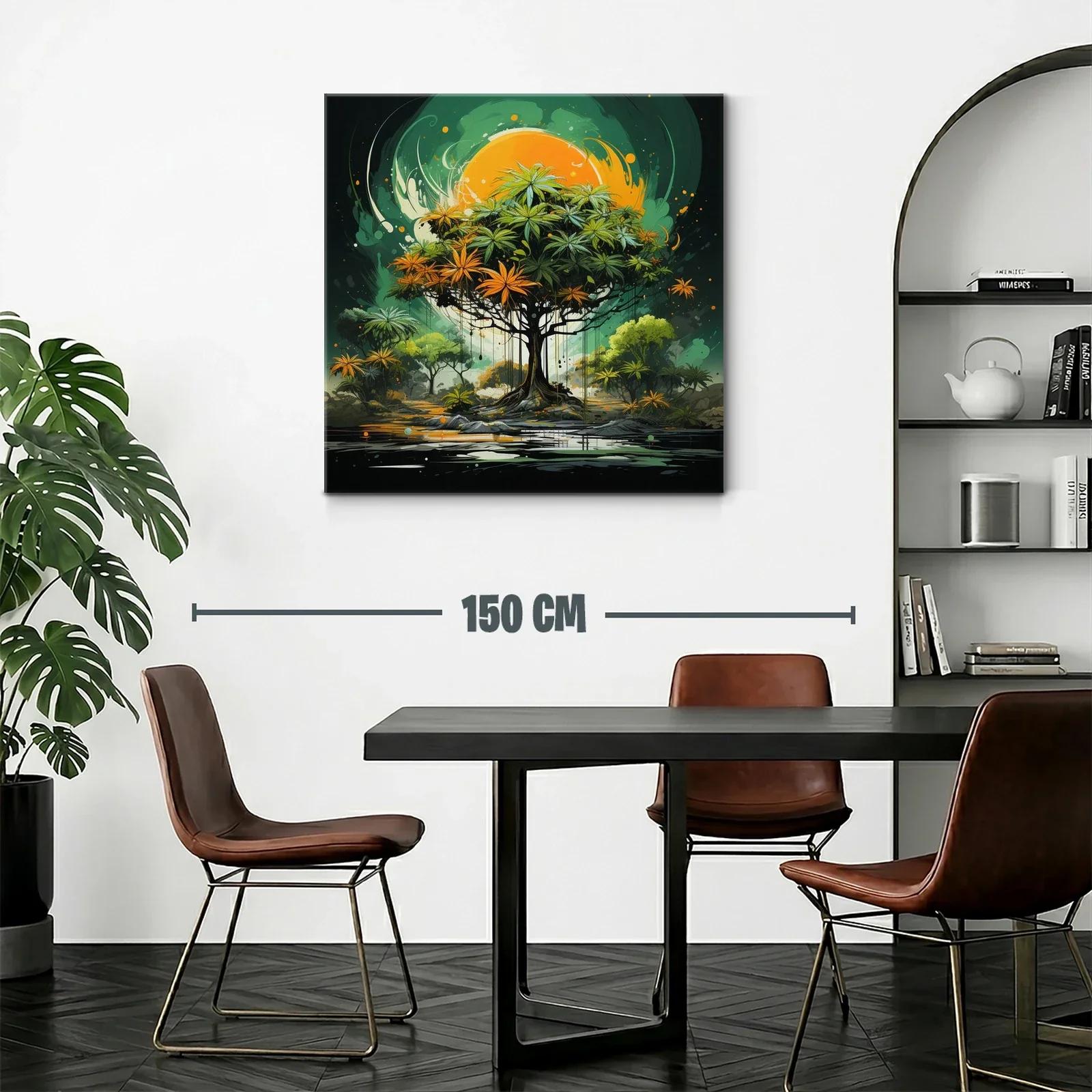 Árbol vibrante con tonos verdes y naranjas bajo sol intenso — miniatura 2