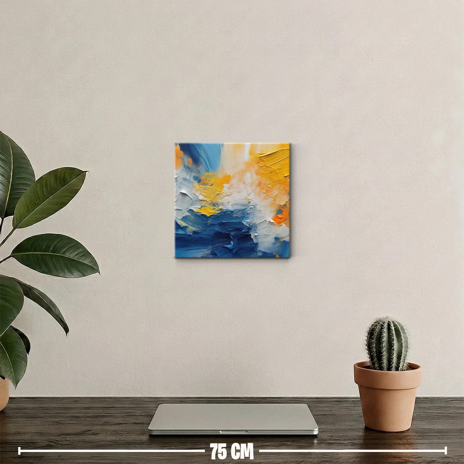 Cuadro abstracto con vibrantes tonos azules y amarillos — miniatura 2