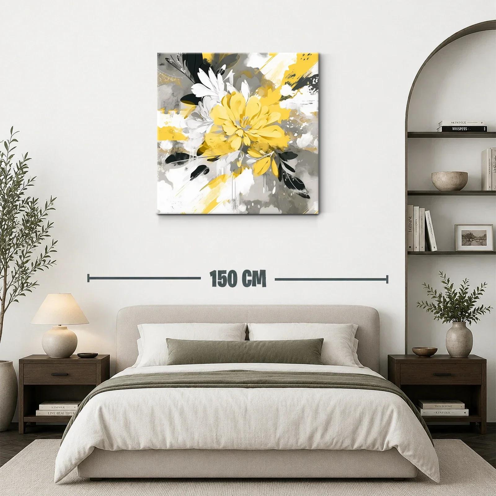 Flor Abstracta en Amarillo Gris y Blanco Moderna y Vibrante — miniatura 3