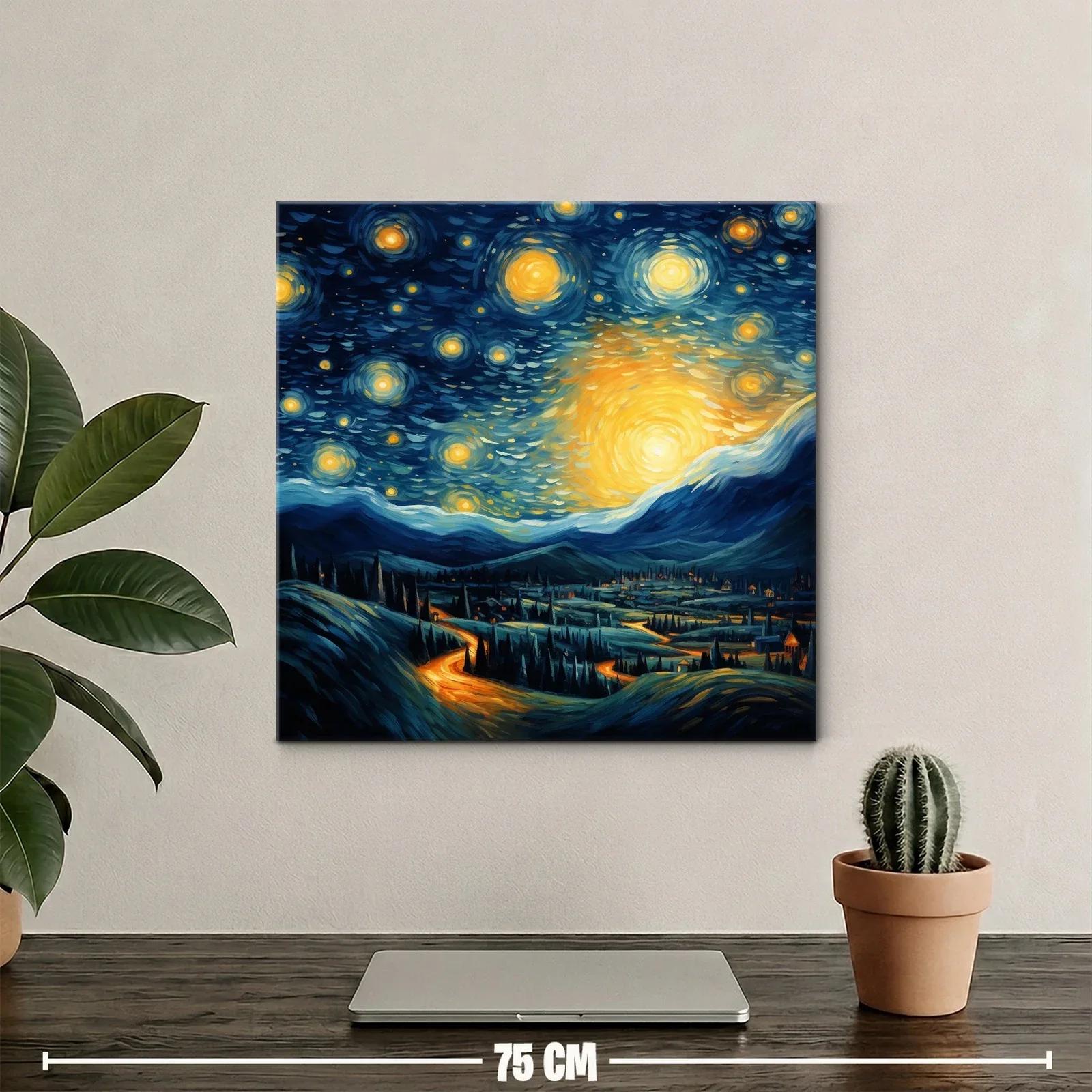 Paisaje nocturno con cielo estrellado vibrante y montañas — miniatura 2