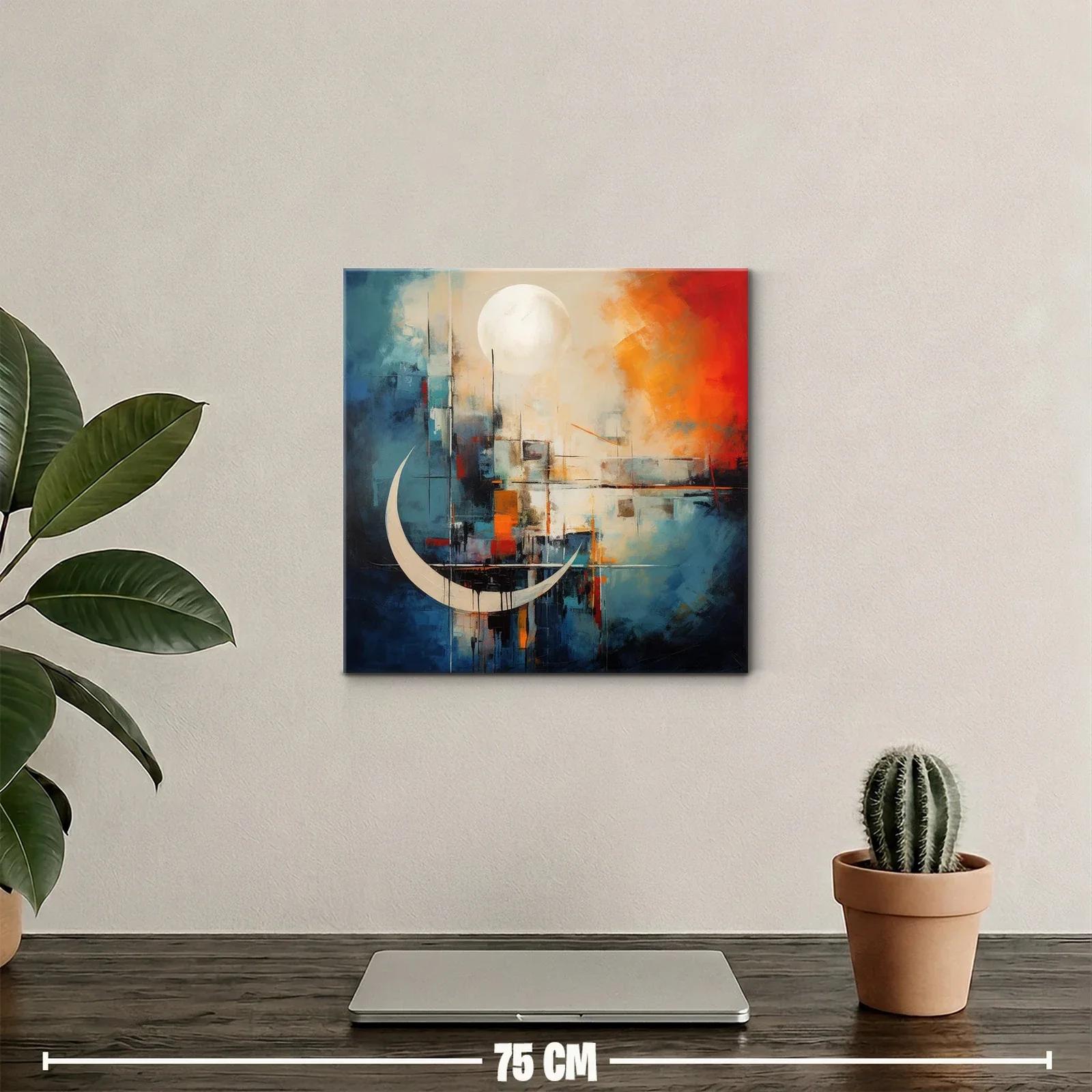 Cuadro abstracto con figuras lunares y paleta vibrante — miniatura 2