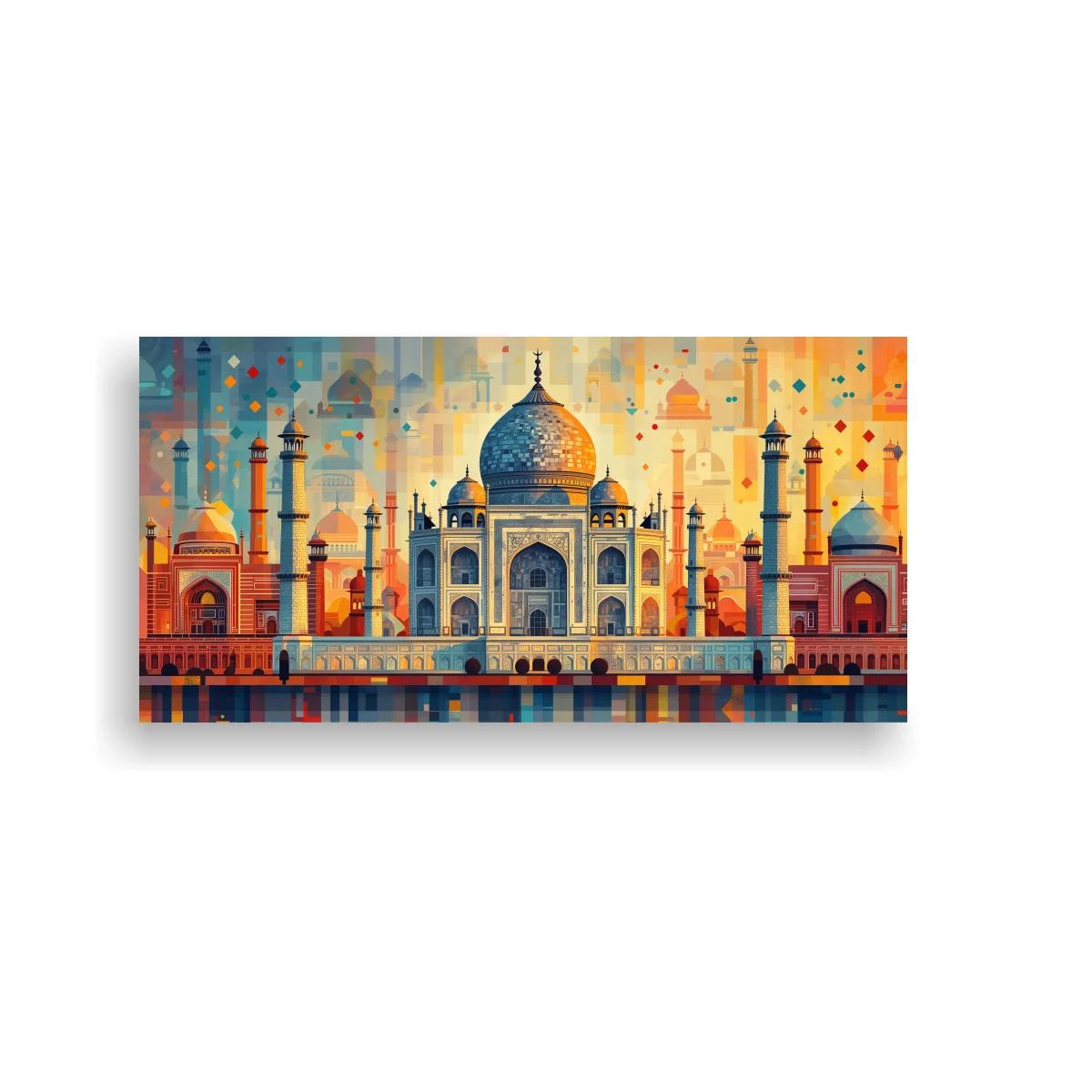Cuadro Taj Mahal con reflejo y minaretes — imagen principal